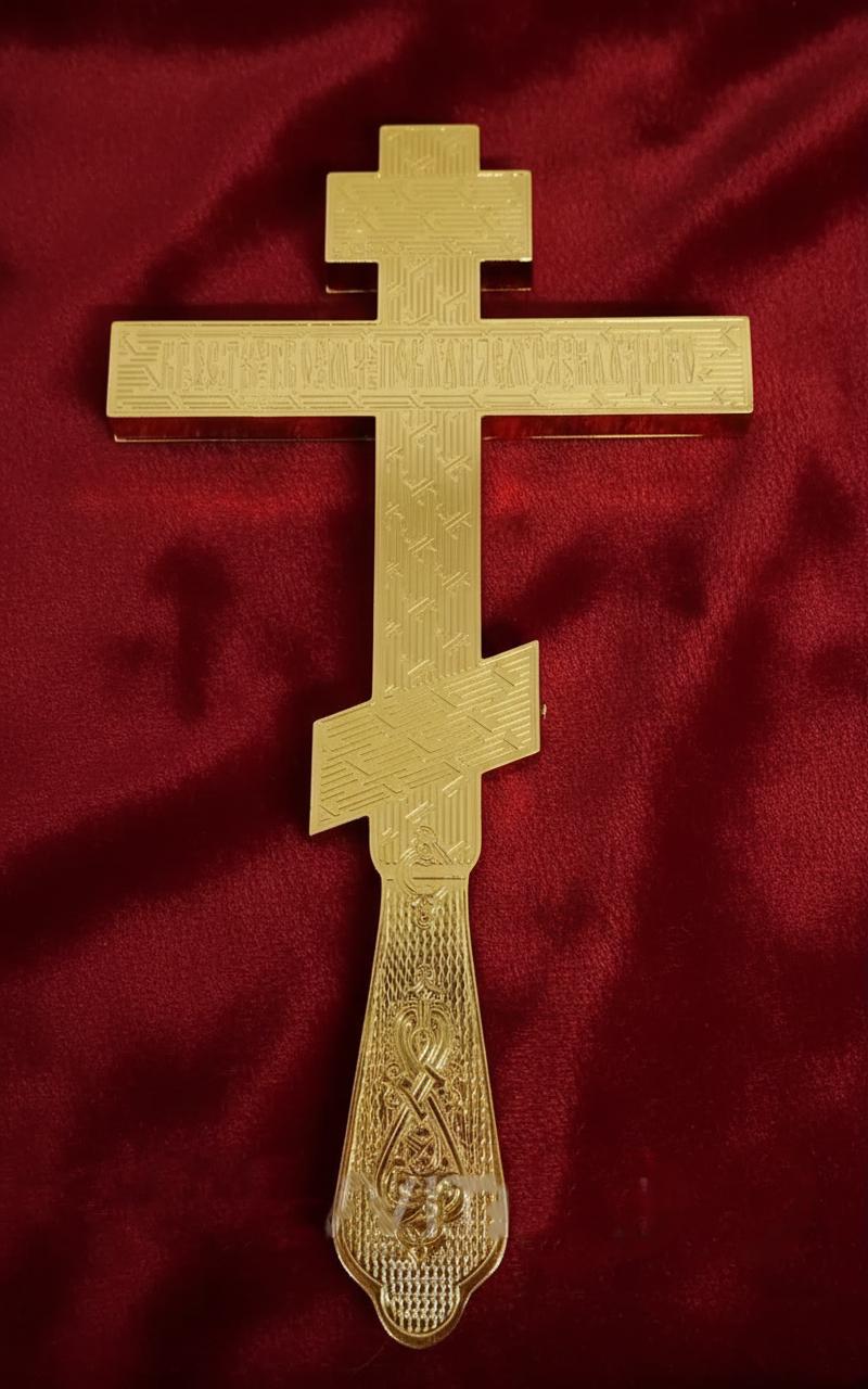 Metal Altar Cross 10.2x5.9in, Blue Enamel Orthodox Cross, Crucifix with Jesus Christ, Church Cross, Religious Decor, Christian Gift