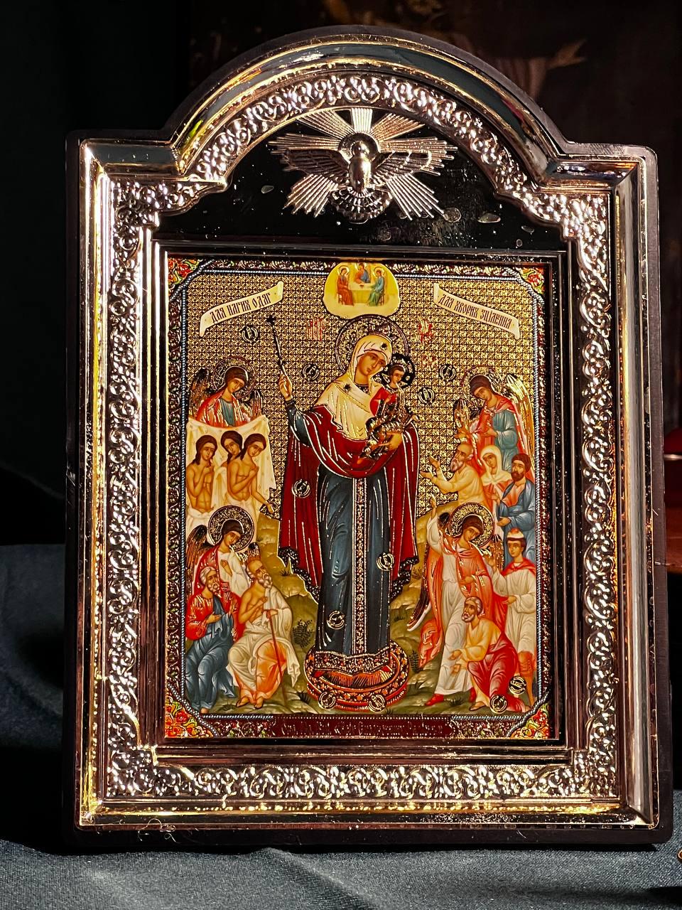 Icon of the Virgin Mary, God's mother, "Joy of All Who Sorrow" icon, Orthodox icon, Orthodox christian, Christianity art, Icon 14x19 cm