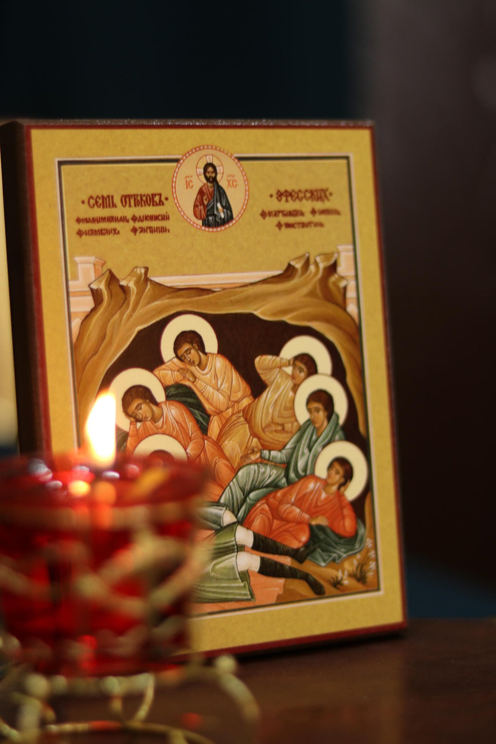 Orthodox Wooden Icon ., Seven Sleepers of Ephesus