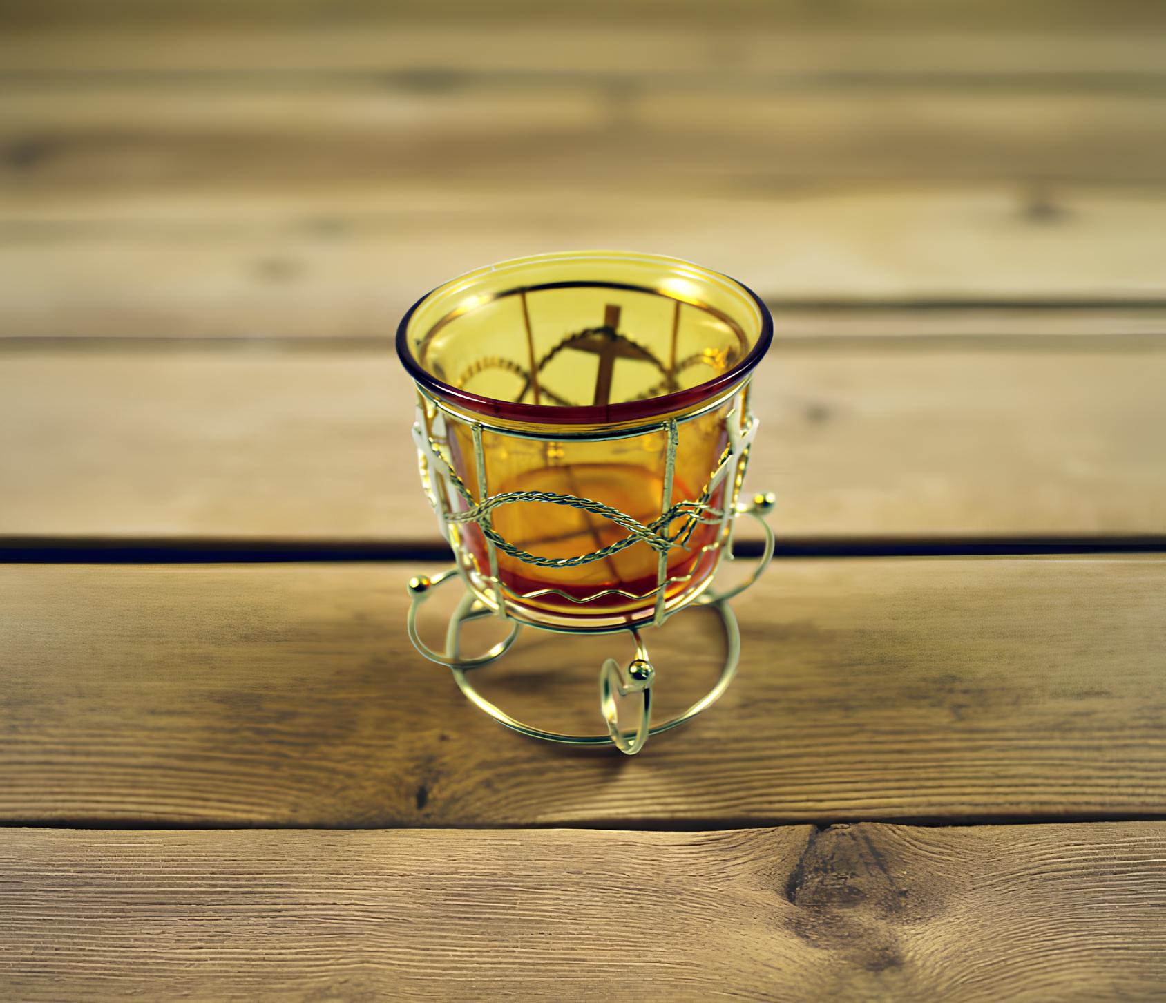 Yellow Glass Icon Lamp 80mm x 50mm, Oil Lamp, Retro Lamp, Vintage Oil Lamp, Glass Oil Lamp, Orthodox Christian Prayer Lamp, Eastern Orthodox