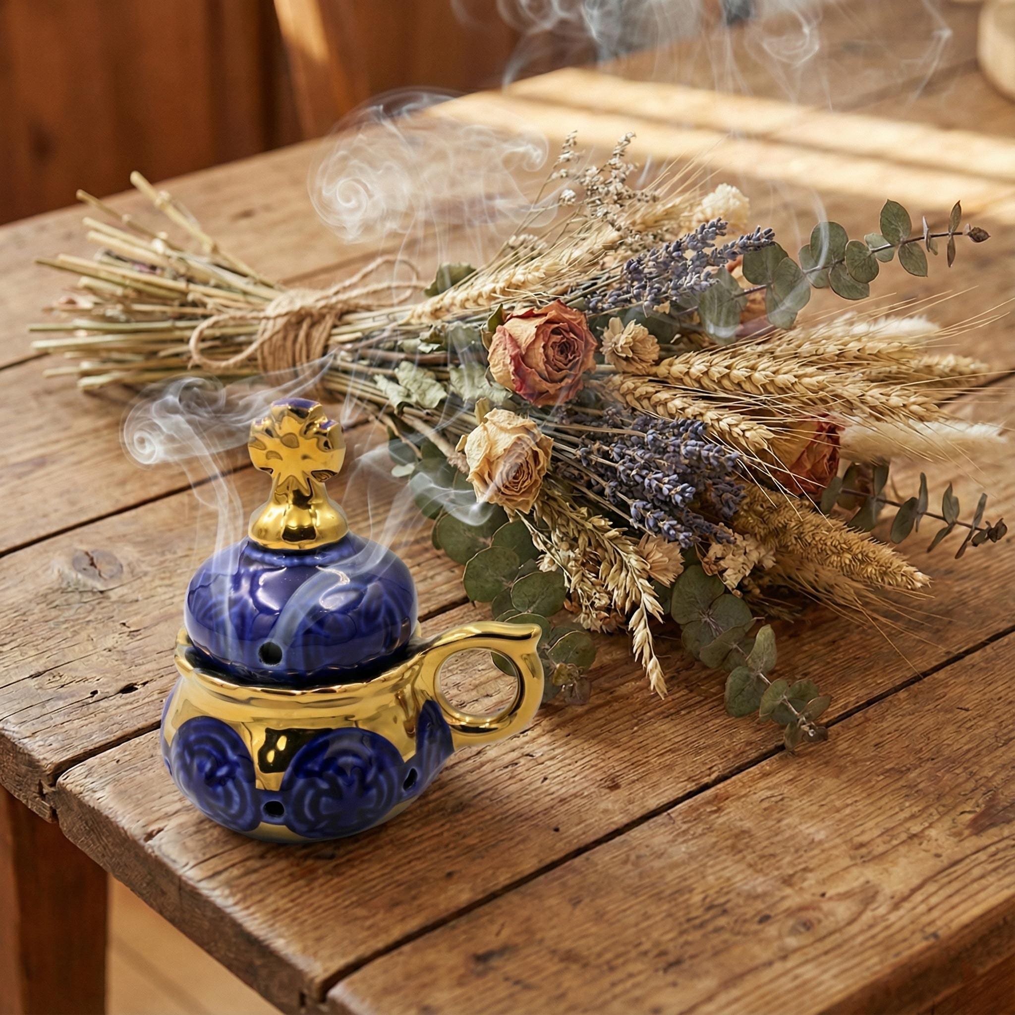 Ceramic Incense Burner, Orthodox Censer, Church Incense Holder, Ceramic Thurible, Religious Decor, Prayer Censer