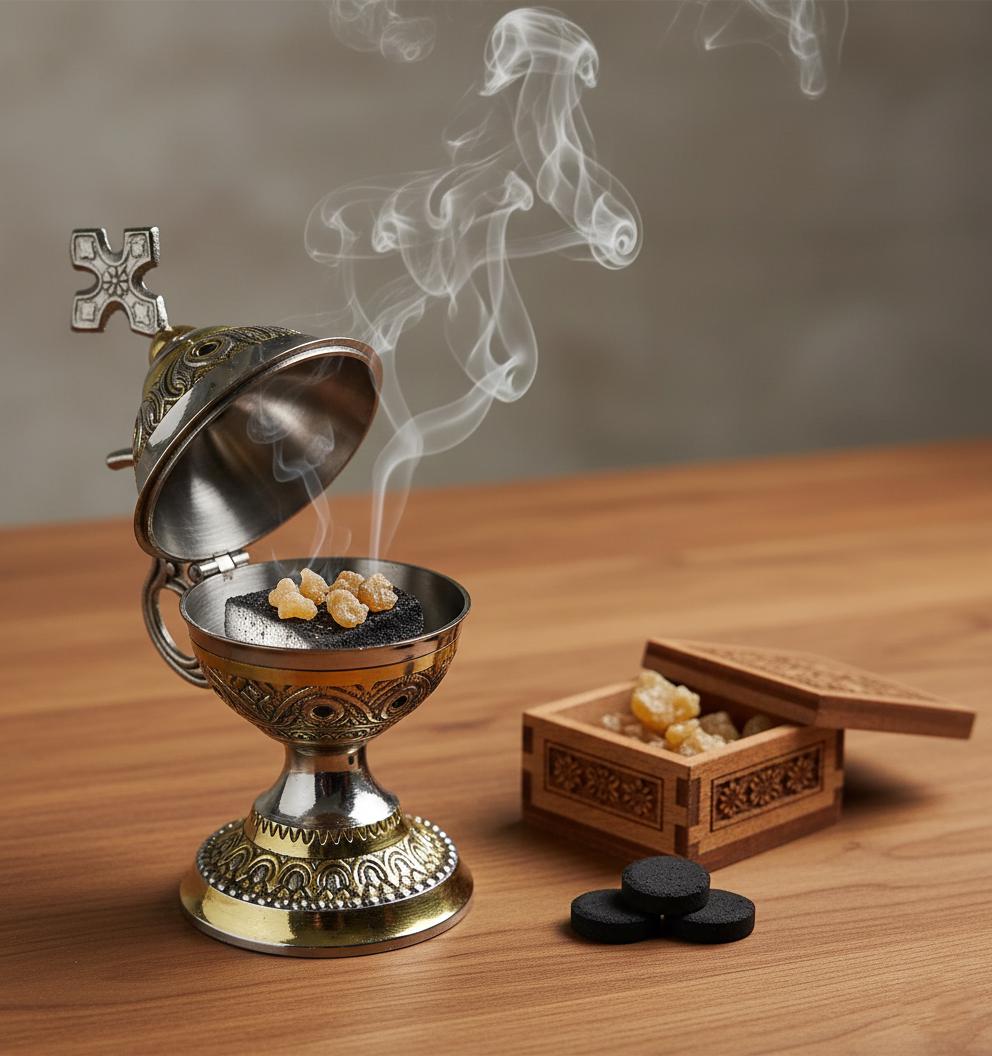 Incense Burner 5.5in x 2.3in Set, Greek Censer, Home Censer, Orthodox Incense, Church Incense.