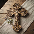 Orthodox Wooden Crucifix, Handcrafted Beech Wood Cross