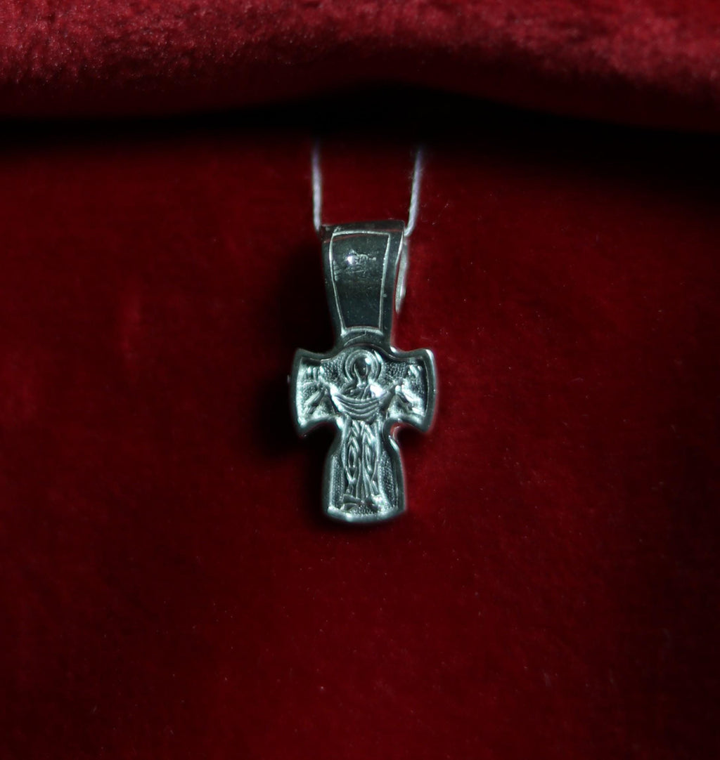 Sterling Silver Orthodox Cross Pendant | 0.67 in Tall | 1.23g | 925 Christian Crucifix Charm for Baptism & Daily Wear, greek orthodox cross