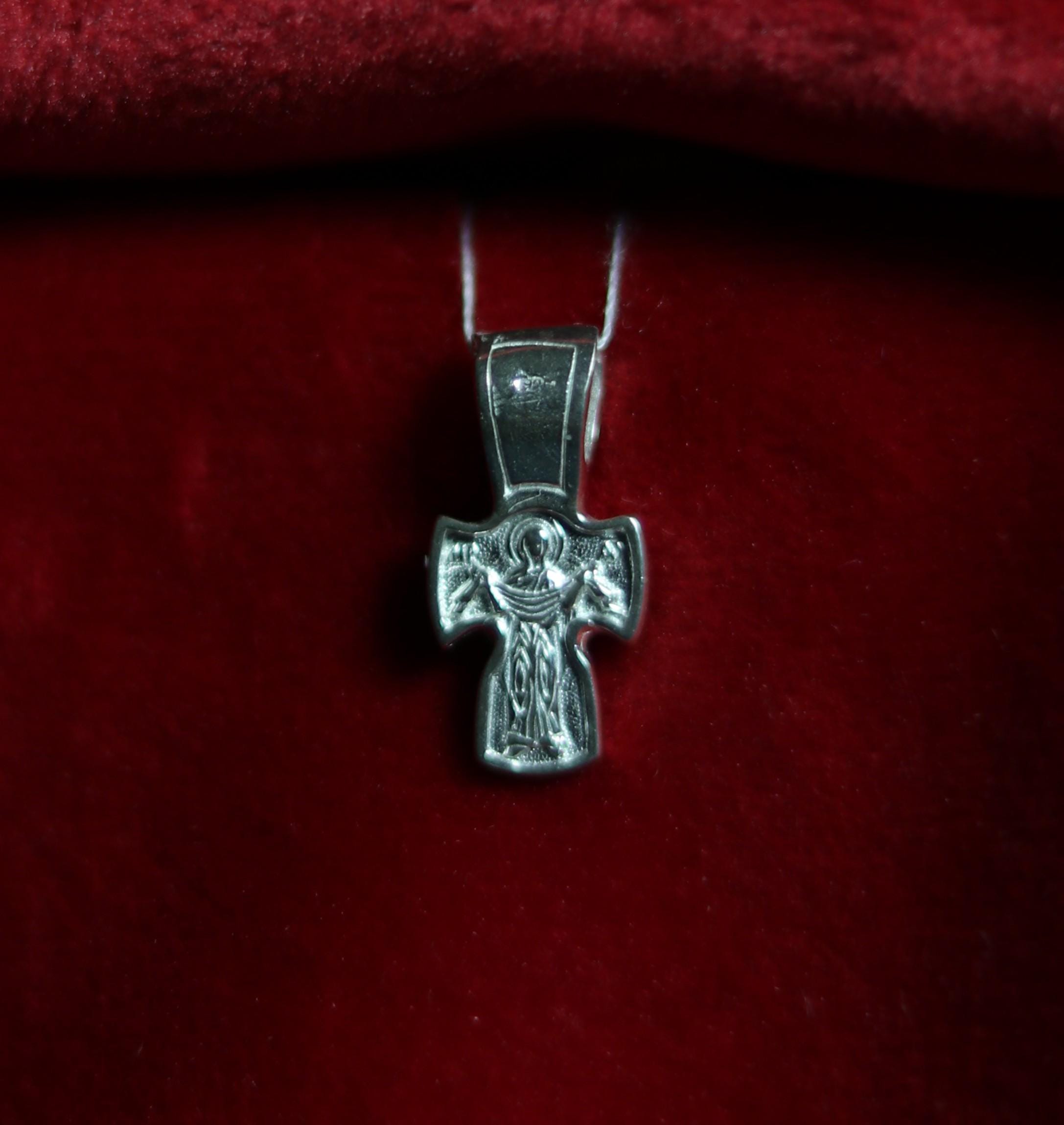Sterling Silver Orthodox Cross Pendant | 0.67 in Tall | 1.23g | 925 Christian Crucifix Charm for Baptism & Daily Wear, greek orthodox cross