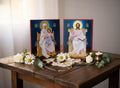 Wood Wedding Icons 11x8.3, Orthodox Icons, Virgin Mary with Child, Jesus Christ