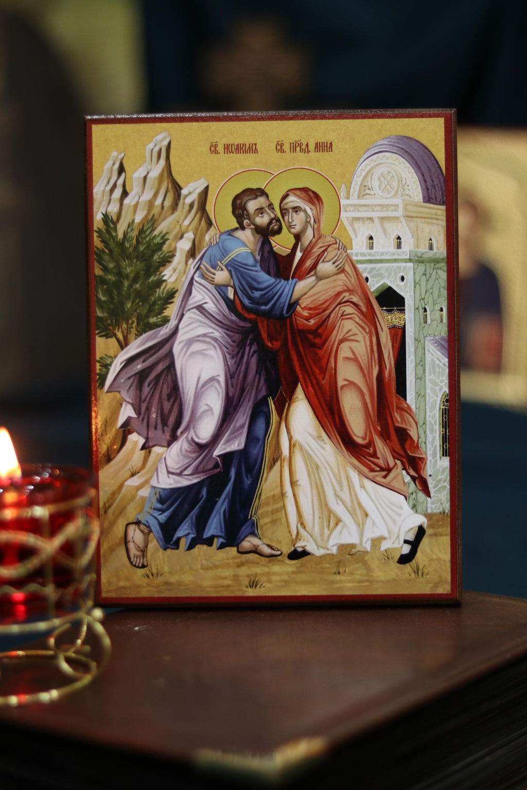 Visitation Icon, Orthodox Wooden Icon, Virgin Mary & Saint Elizabeth