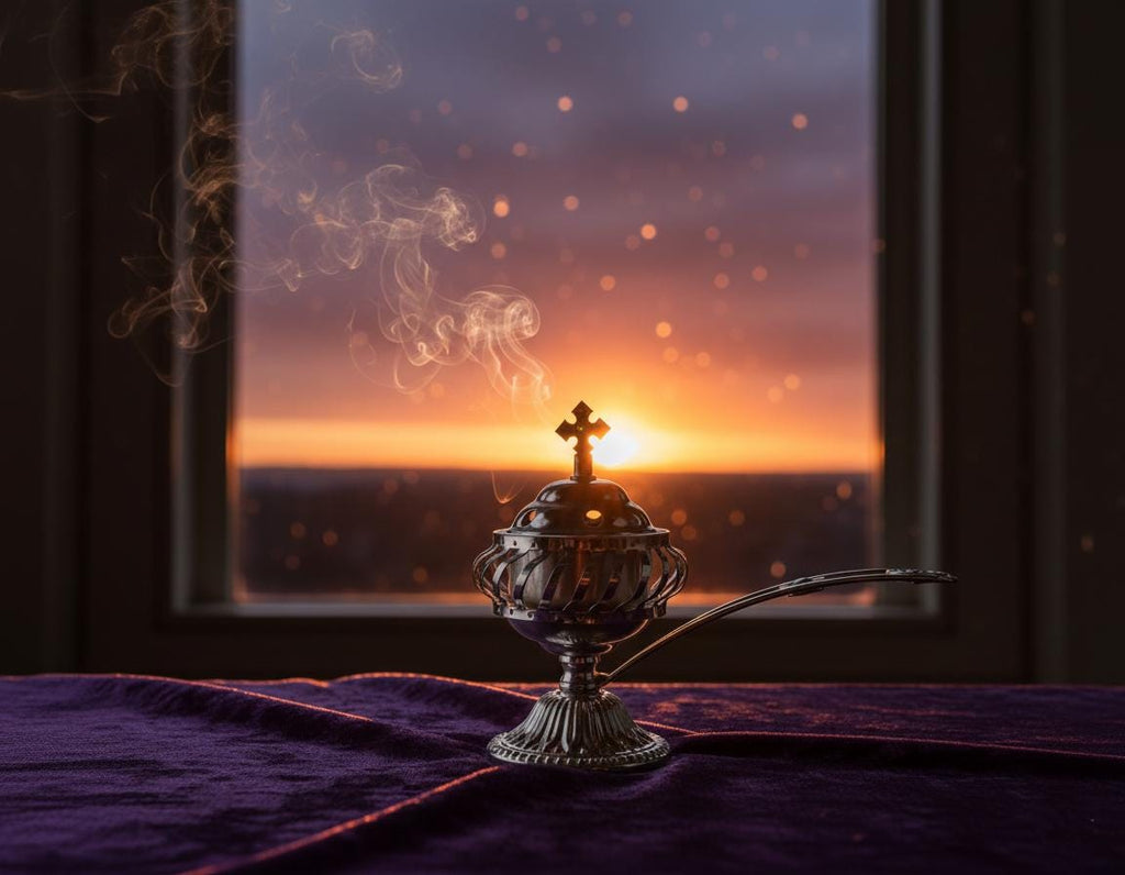 Orthodox Incense Burner Set, Silver Metal Censer 7.4x5.5in, Greek Frankincense, Charcoal Tablets, Christian Prayer Kit, Religious Gift