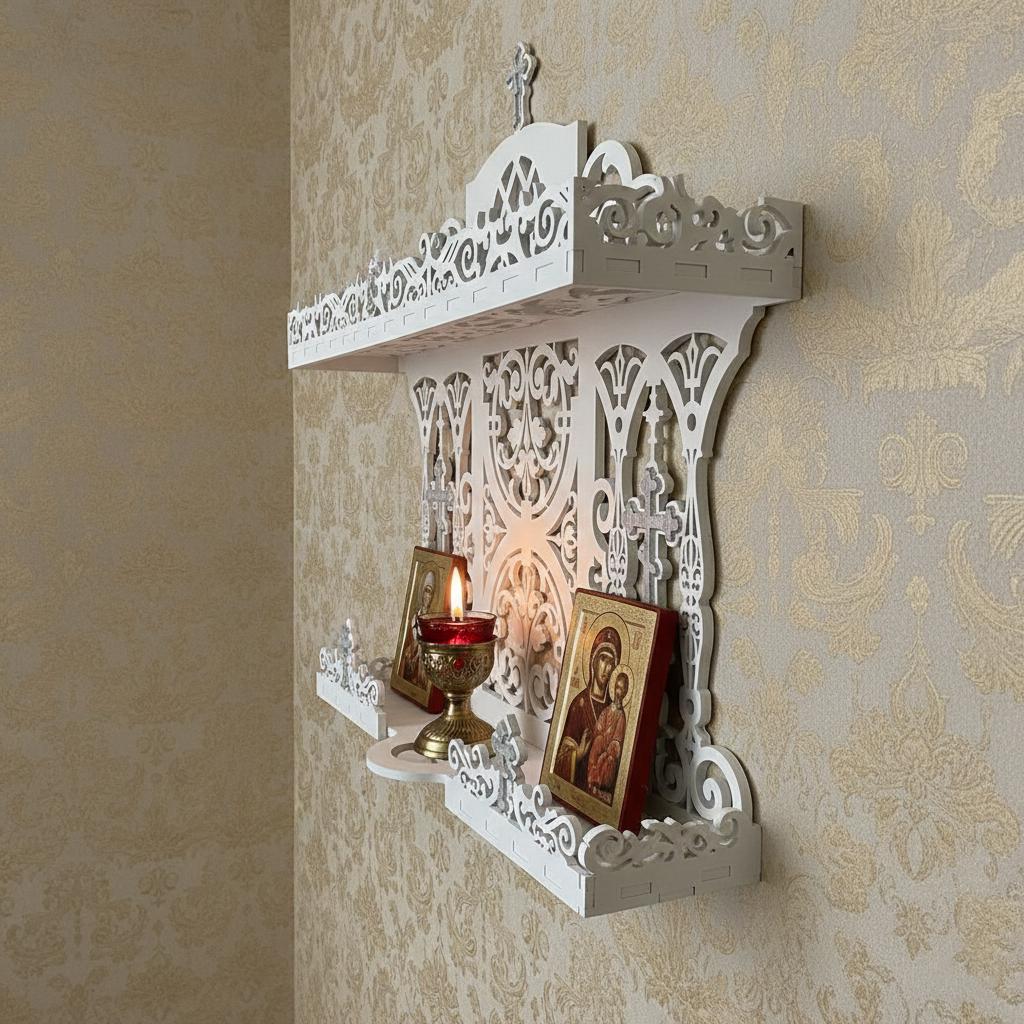 Birch Wood Home Iconostasis 25.6x22.8 in, Orthodox Prayer Corner, Wooden Icon Shelf, Religious Wall Decor, Christian Gift