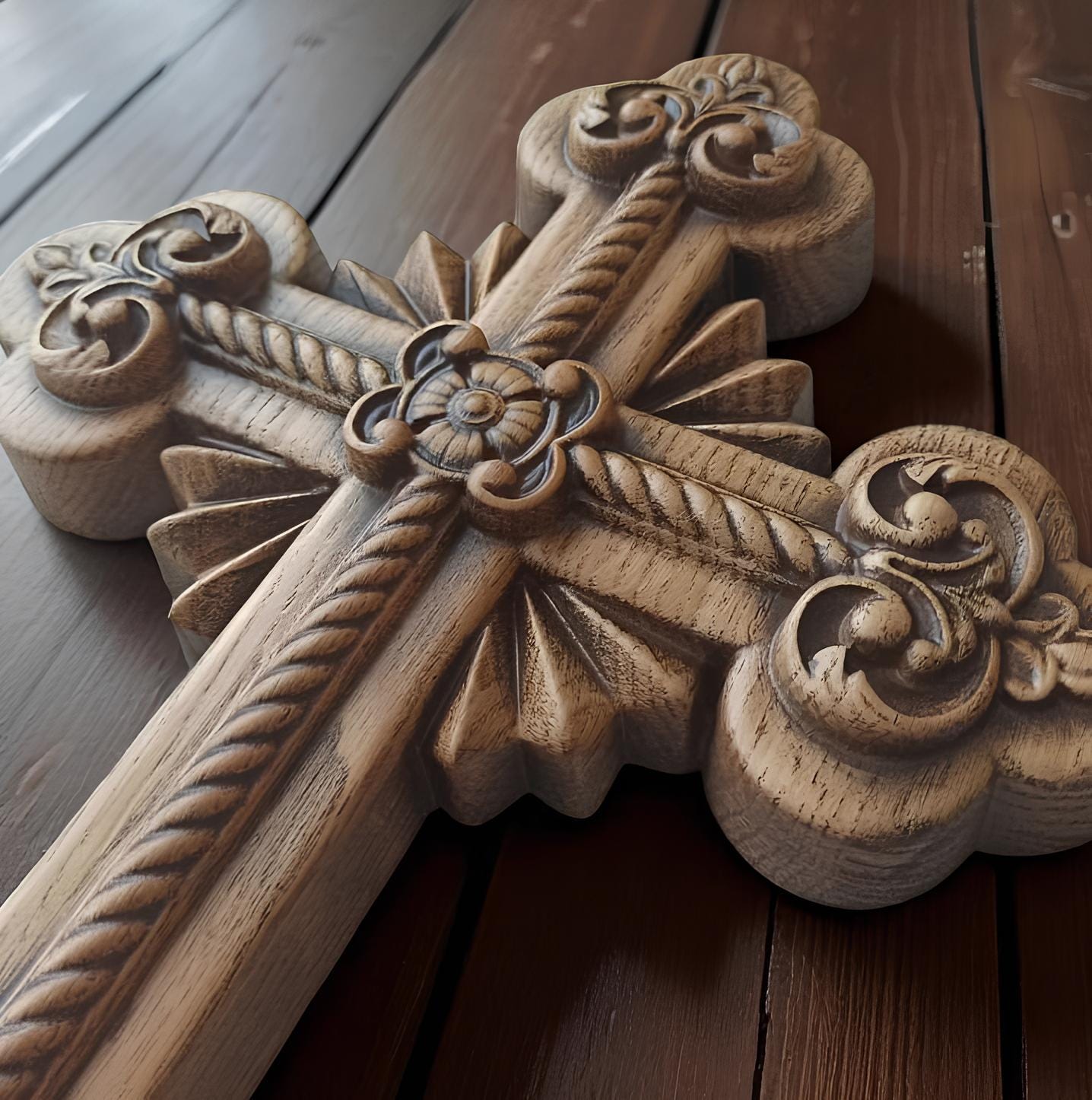 Orthodox Wooden Crucifix, Handcrafted Beech Wood Cross