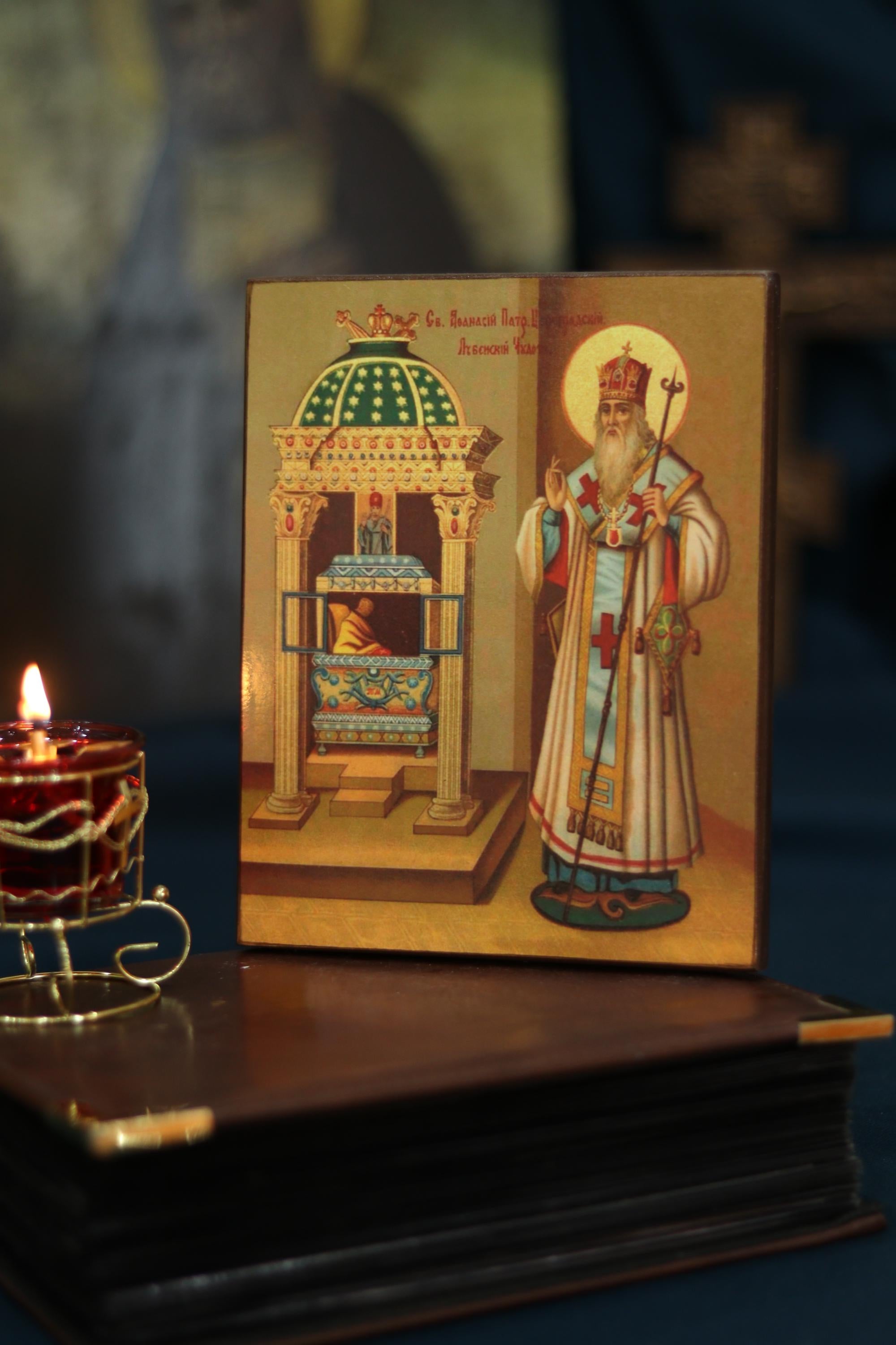 Saint Athanasius Patriarch of Constantinople Orthodox Wooden Icon Lubny