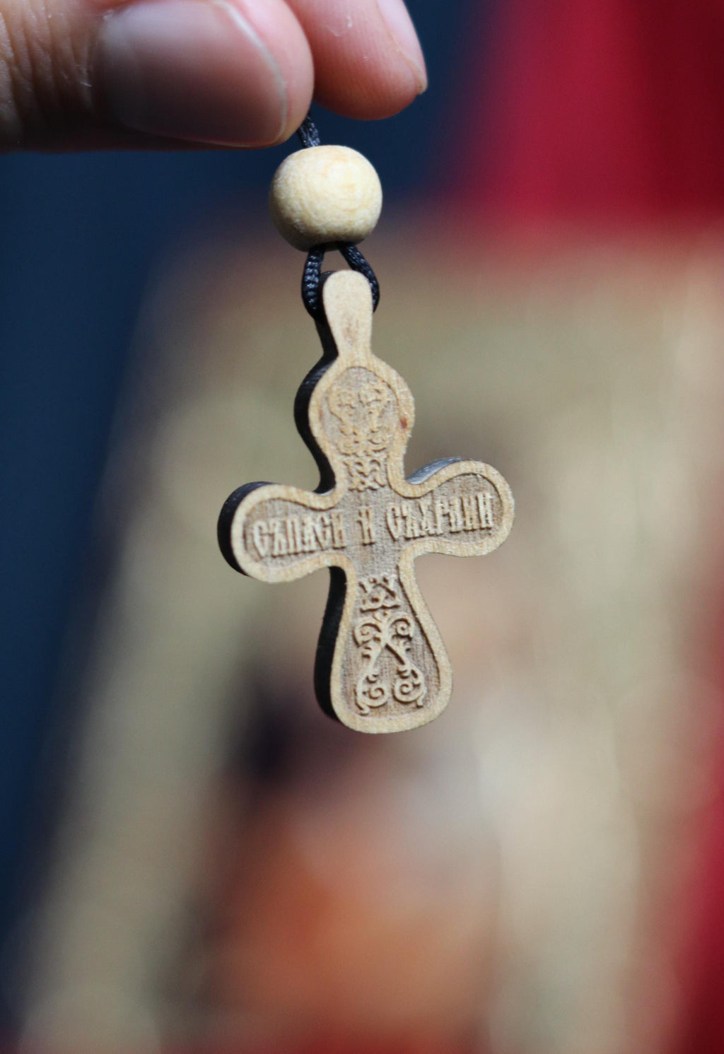 Orthodox Wooden Cross Pendant – Compressed Wood, Jesus Crucifix, Blessed in Church, Orthodox cross, Orthodox icon