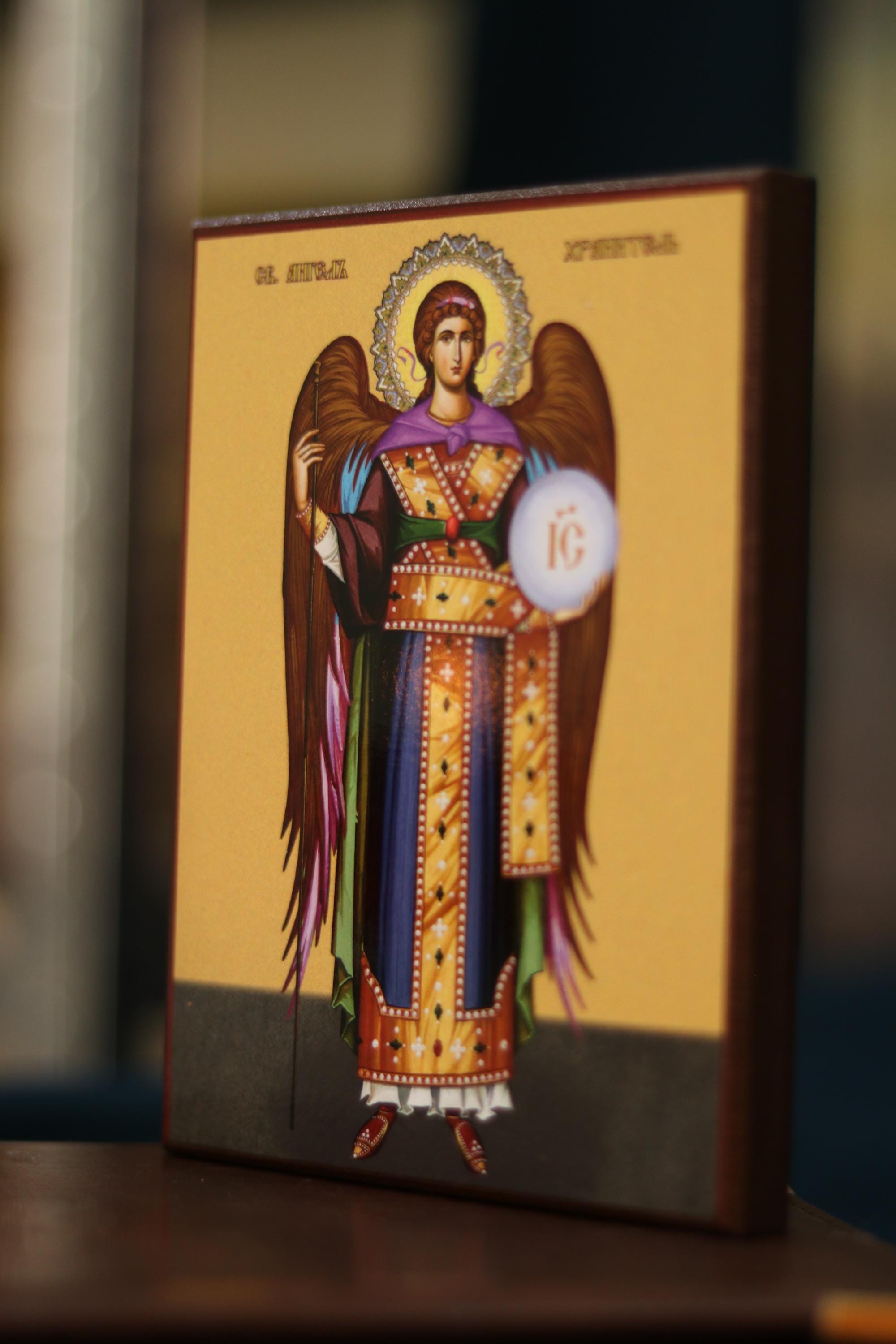 Archangel Michael Wooden Icon Orthodox Religious Plaque