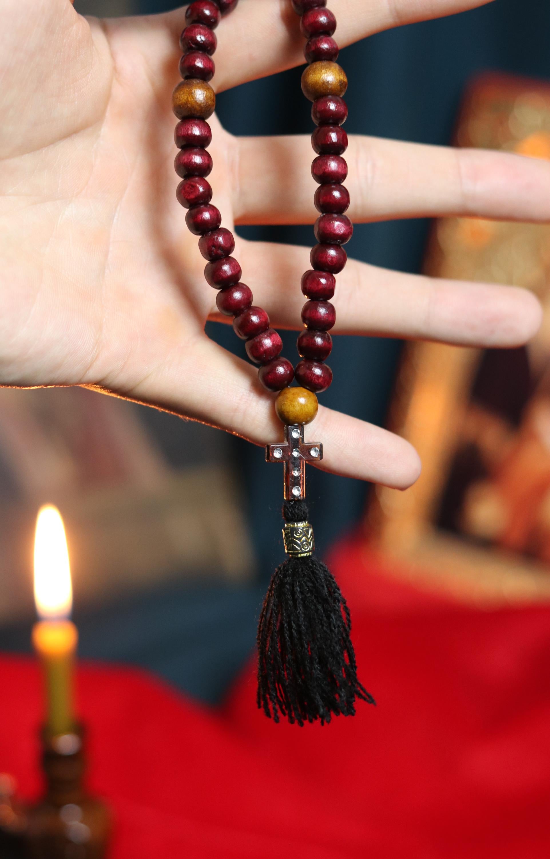 Orthodox Wooden Prayer Beads with Tassel – Handmade Black Wood Orthodox rosaries, Prayer beads, Orthodox prayer rope, Wooden komboskini
