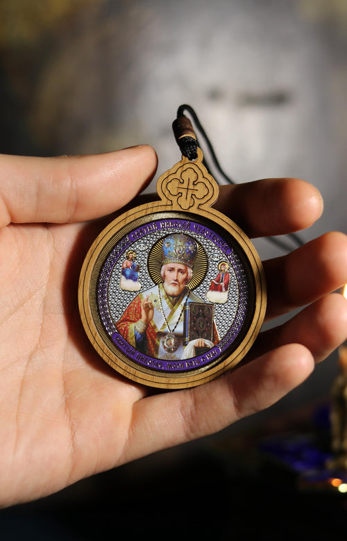 Car Pendant "St. Nicolas" – Greek Style,  Orthodox icon, Orthodox christian, Christianity art, Religious car decor
