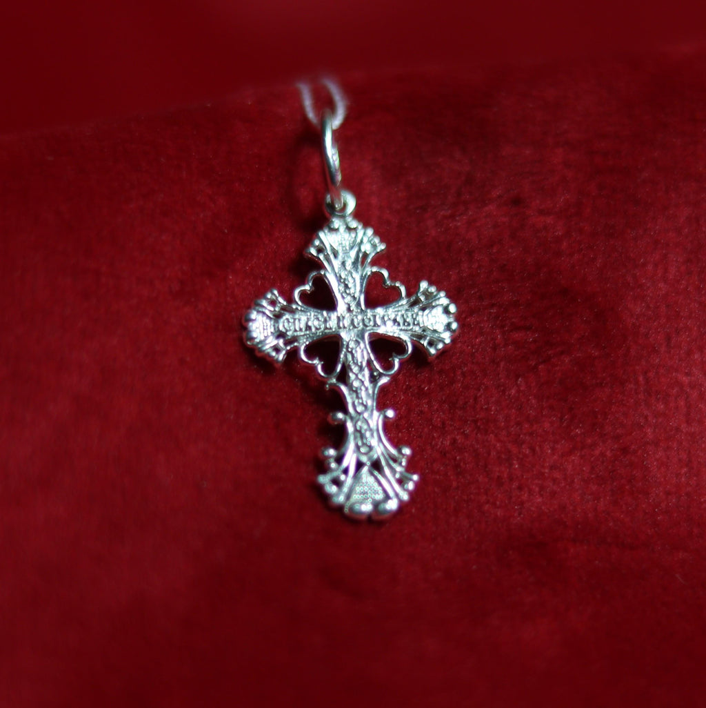 Sterling Silver Orthodox Cross Pendant 2.5 cm, 1.28g Detailed Eastern Crucifix, Christian Gift, Orthodox necklace, Orthodox pendant