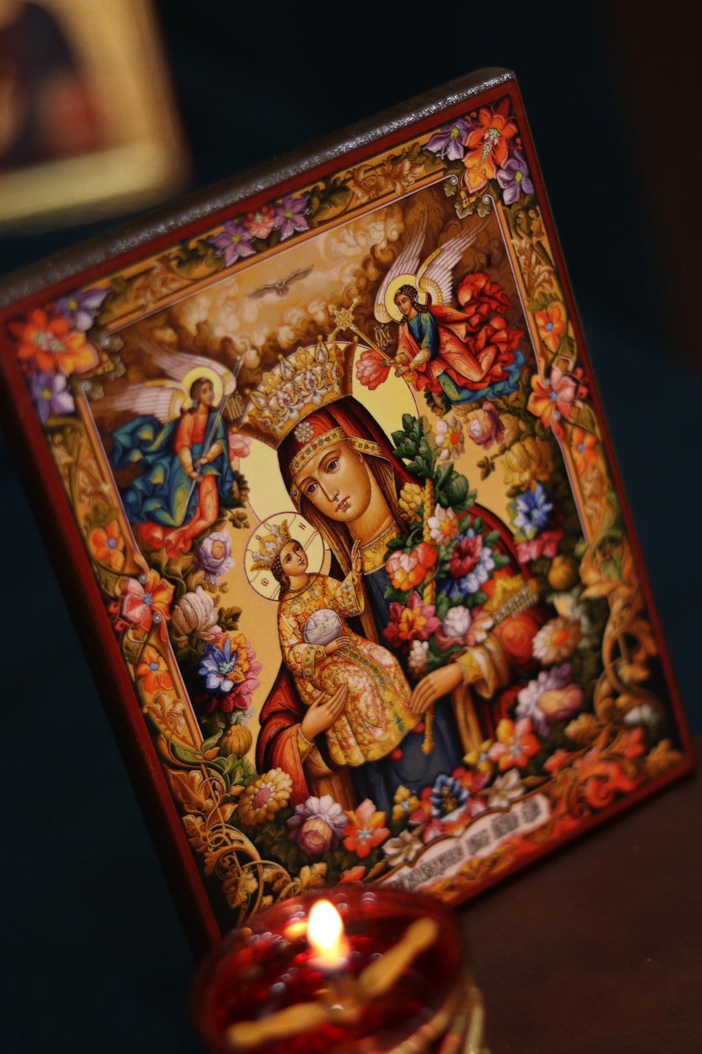Unfading Flower Mother of God Icon Wooden Icon Orthodox