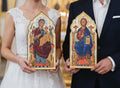 Icon Diptych 12.6 in, Orthodox Icons, Jesus Christ, Virgin Mary, Christian Gift, Religious Decor, Wedding Gift, Home Altar