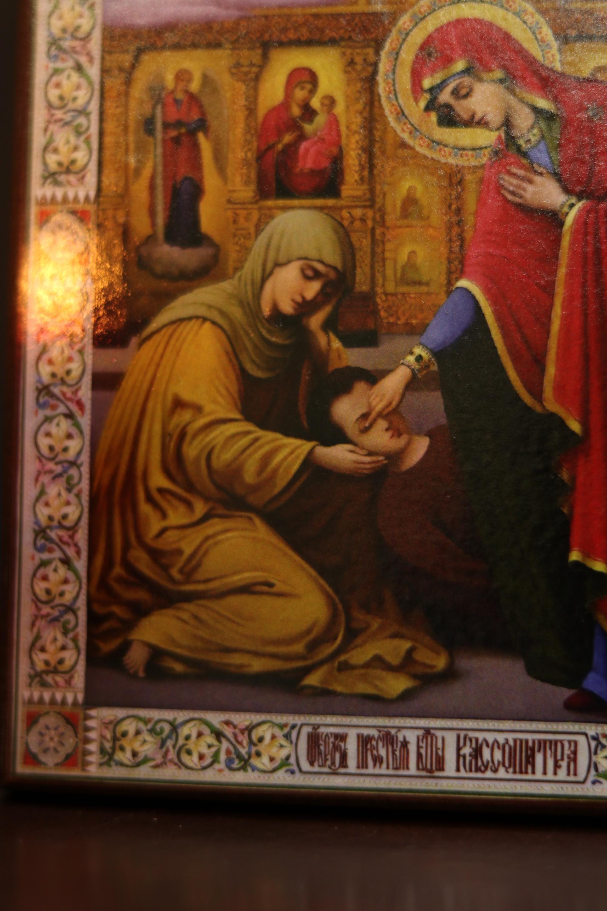 Orthodox Wooden Icon 6.3x4.7 in., Panagia Kassopitra, Mother of God Icon, Christian Wall Art, Virgin Mary
