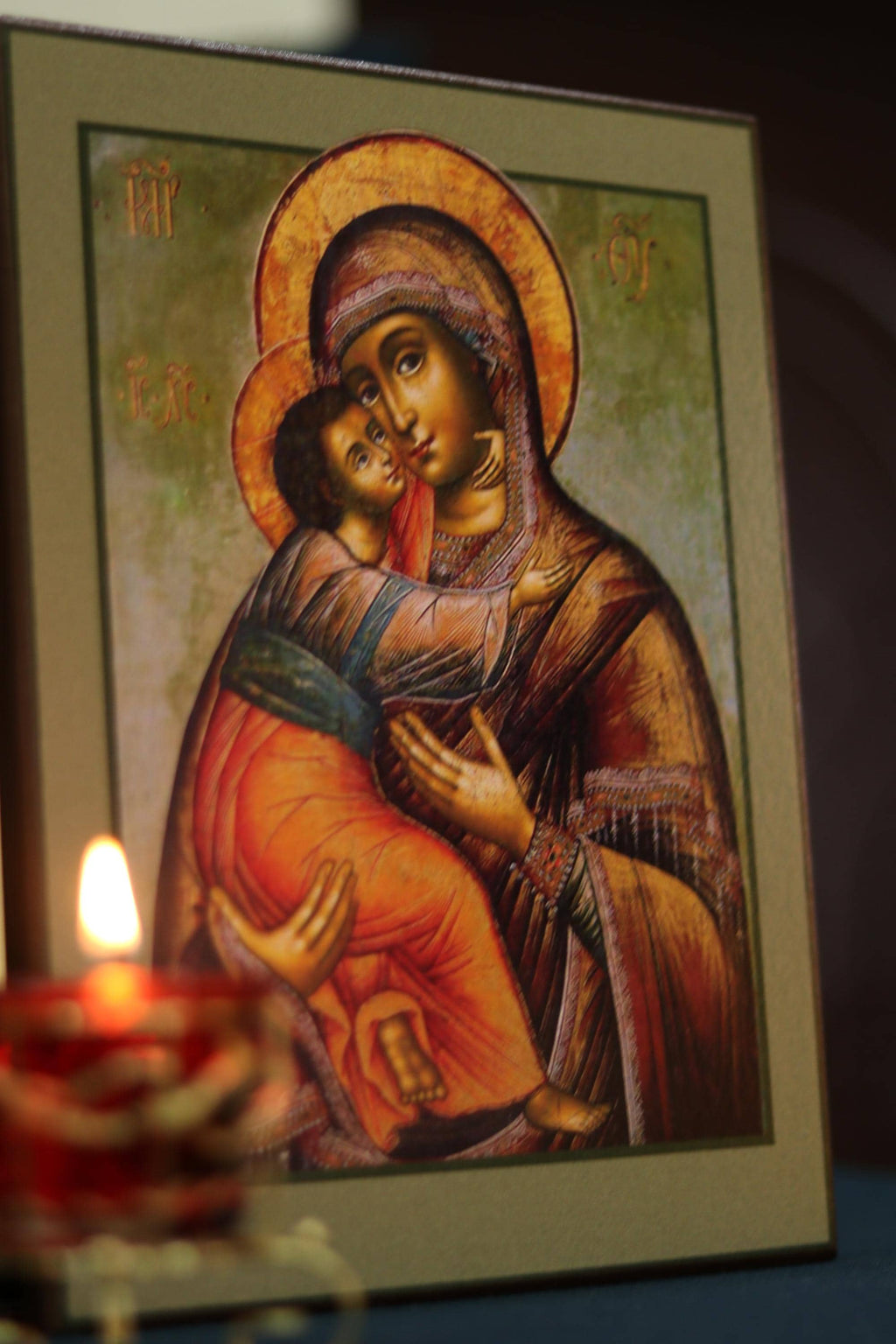 Virgin Mary & Child Wooden Icon, Orthodox Wall Art