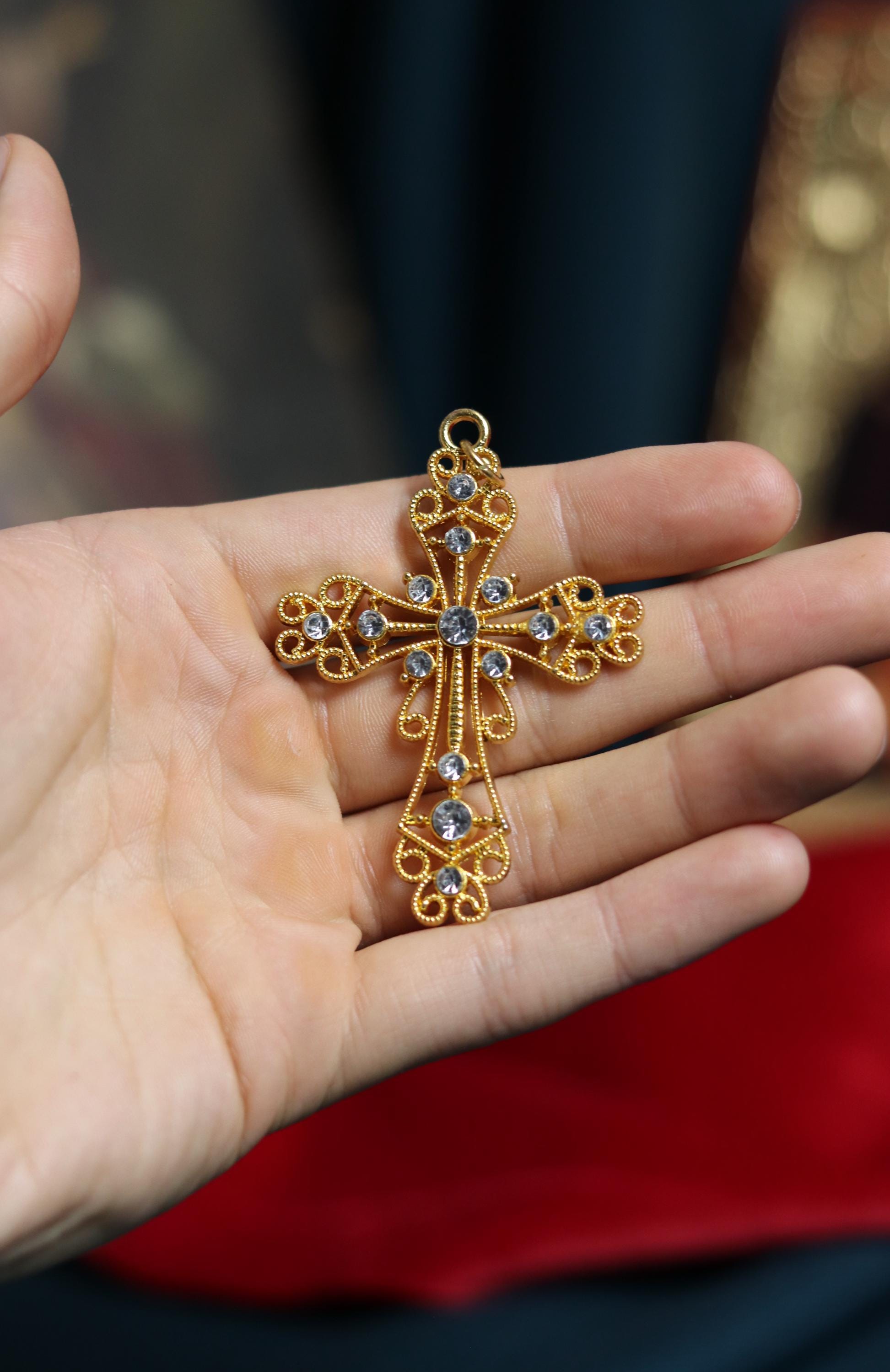 Orthodox Cross Necklace, Large Jesus cross pendant with Jesus Christ, Christian Cross Pendant, Crucifix necklace, Orthodox pendant