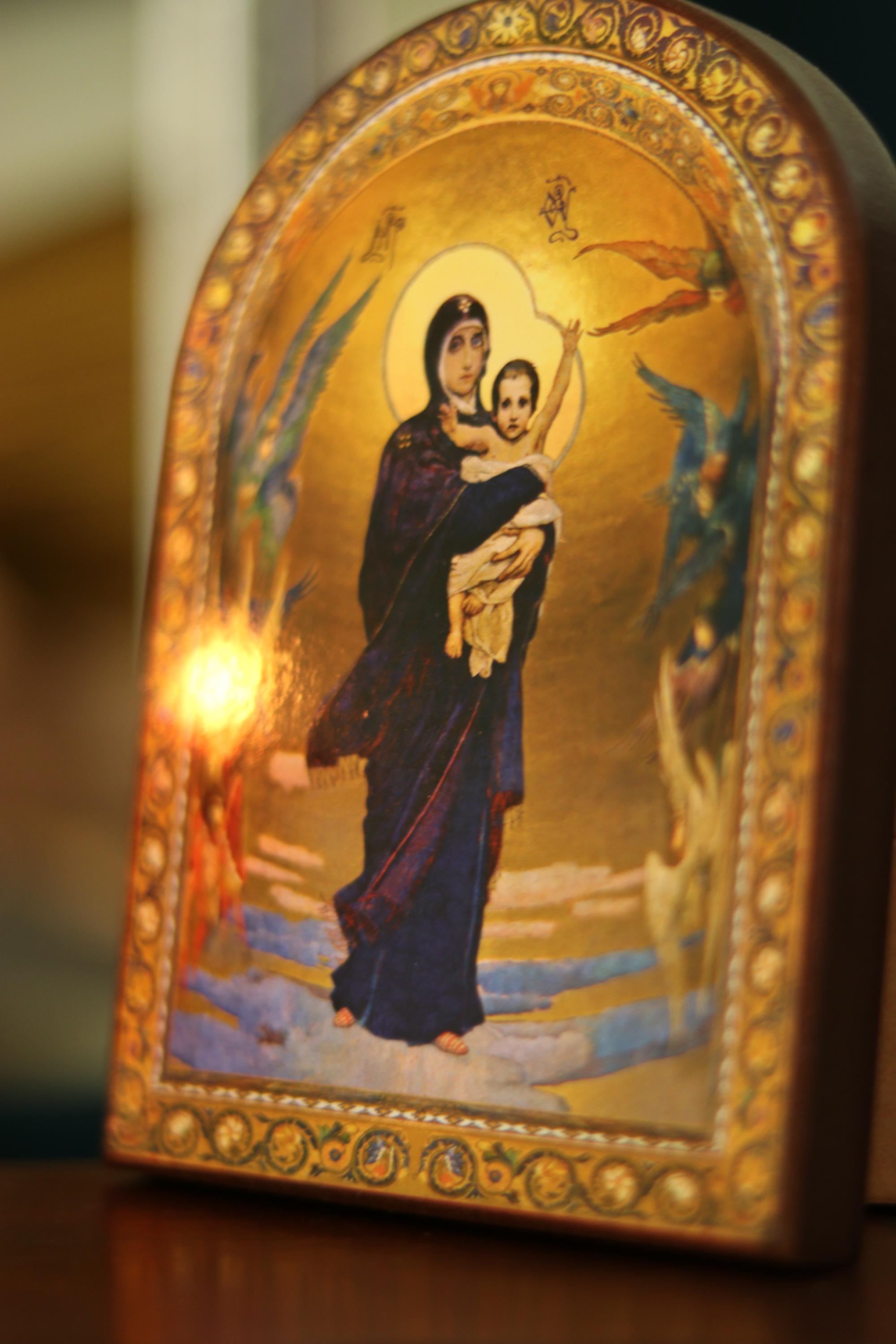 Wooden Orthodox Icon 6.3in, Virgin Mary With Child Icon, Christian Icon, Orthodox Icon