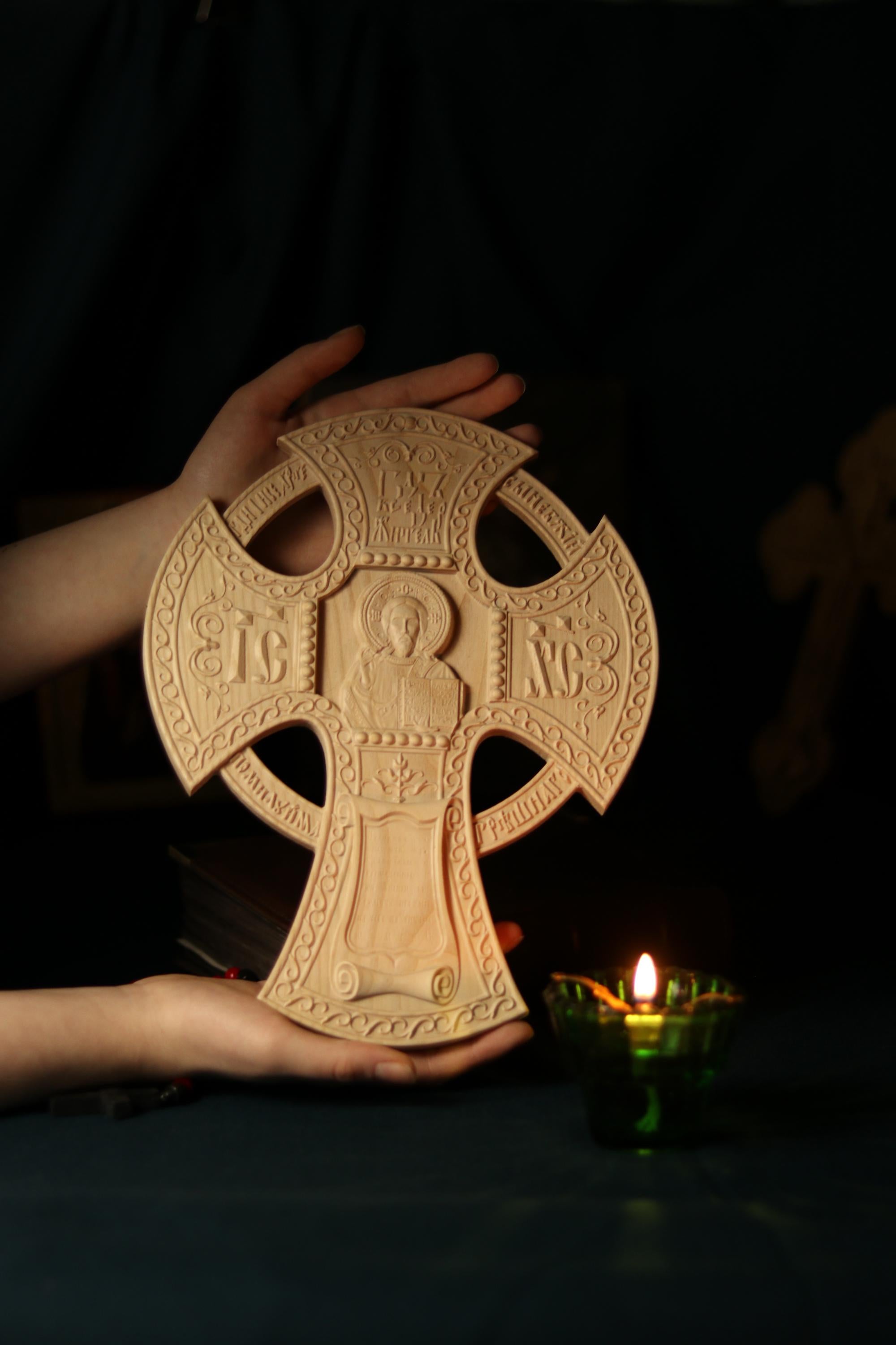 Wooden Beech Cross 12 Inch, Church Cross, Cross of Lord Jesus Christ, Christian Cross, Orthodox Cross