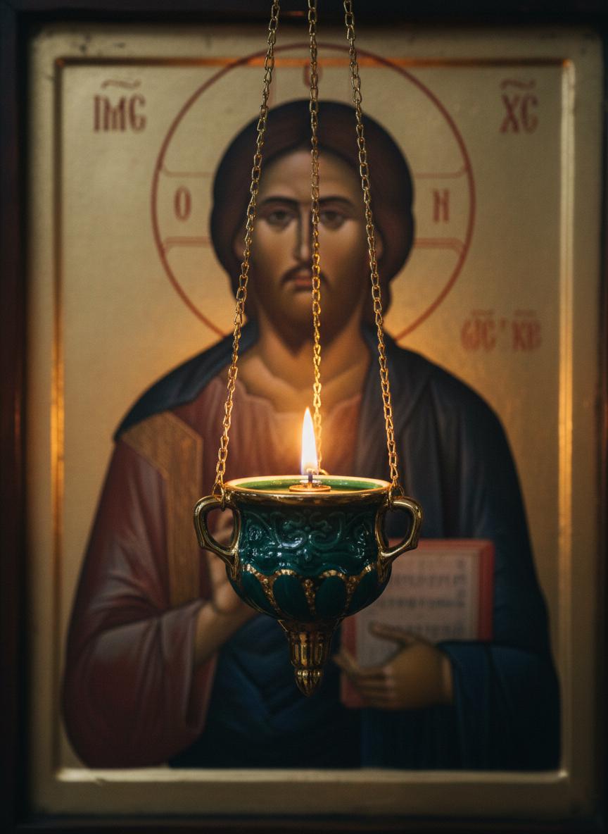 Ceramic Hanging Lampada, Orthodox Lamp, Icon Lamp.
