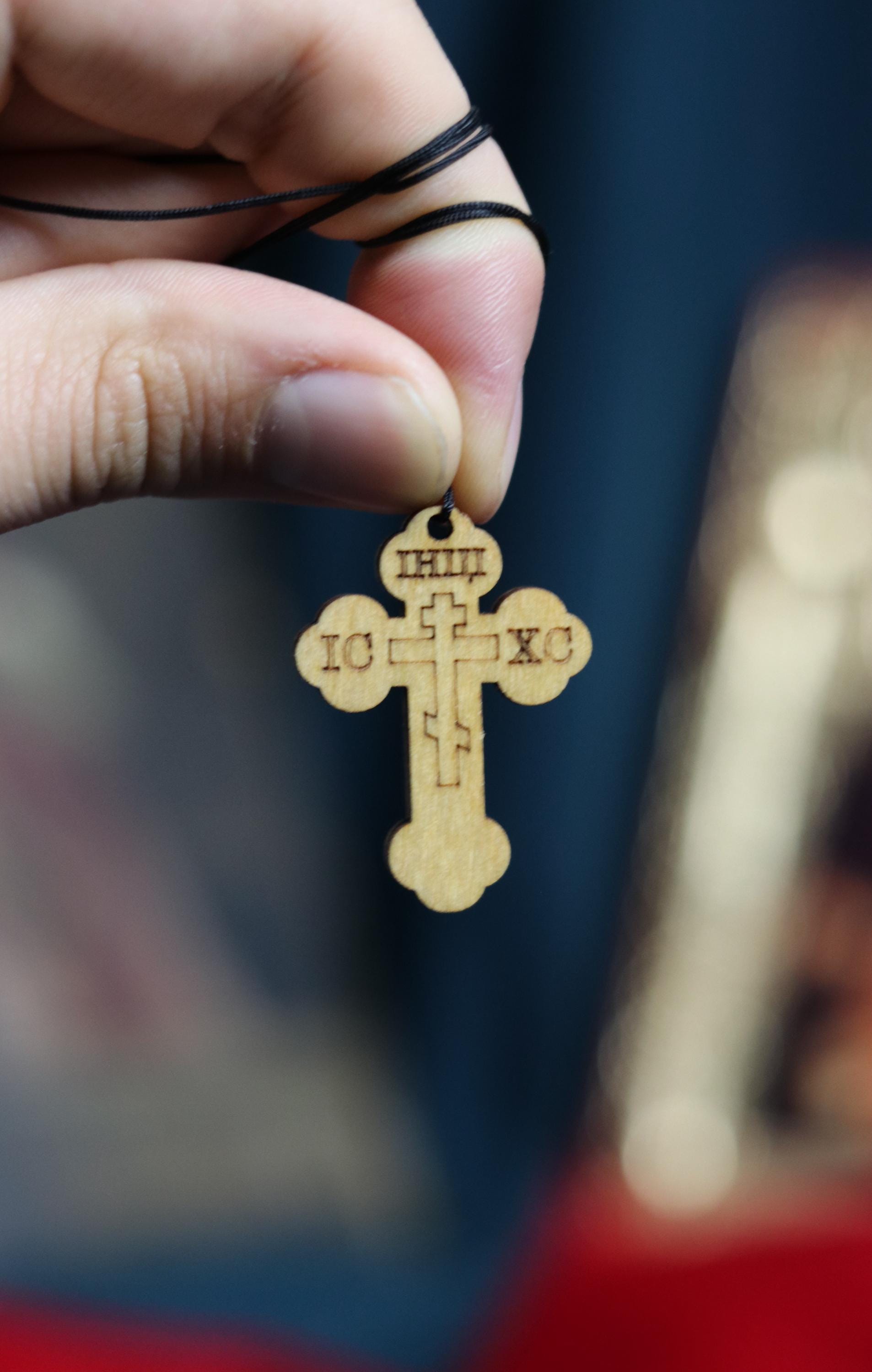 Wooden Orthodox cross, Wooden cross, Orthodox pendant, Christian cross, Jesus crucifix, Wlessed cross, Orthodox necklace, Eastern Orthodox