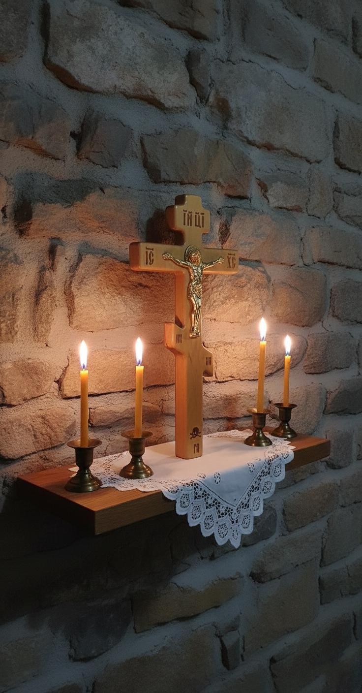 Orthodox Wooden Crucifix, Handcrafted Natural Wood Cross