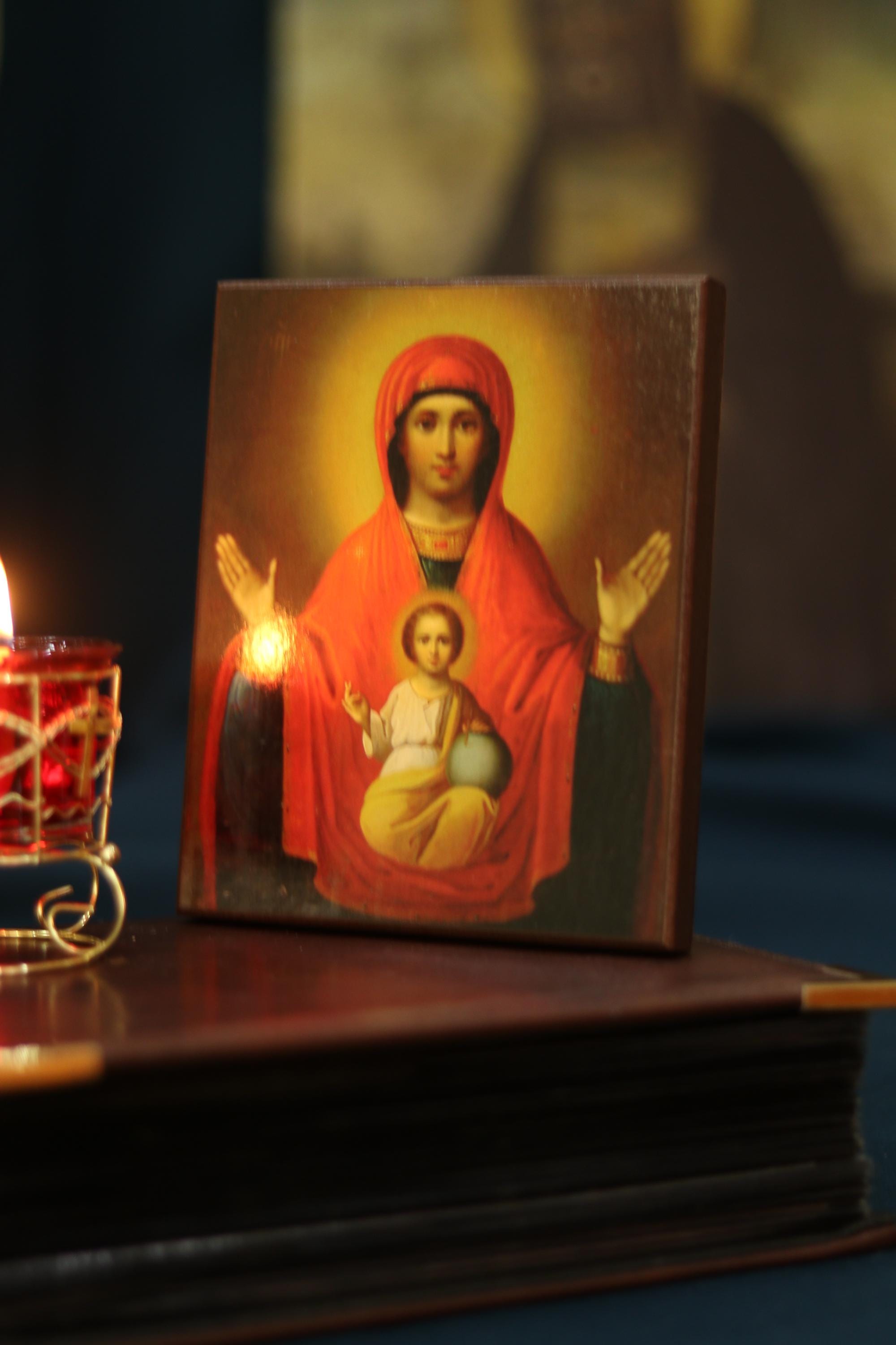 Wooden Icon Orthodox Icon, Virgin Mary Sign Icon