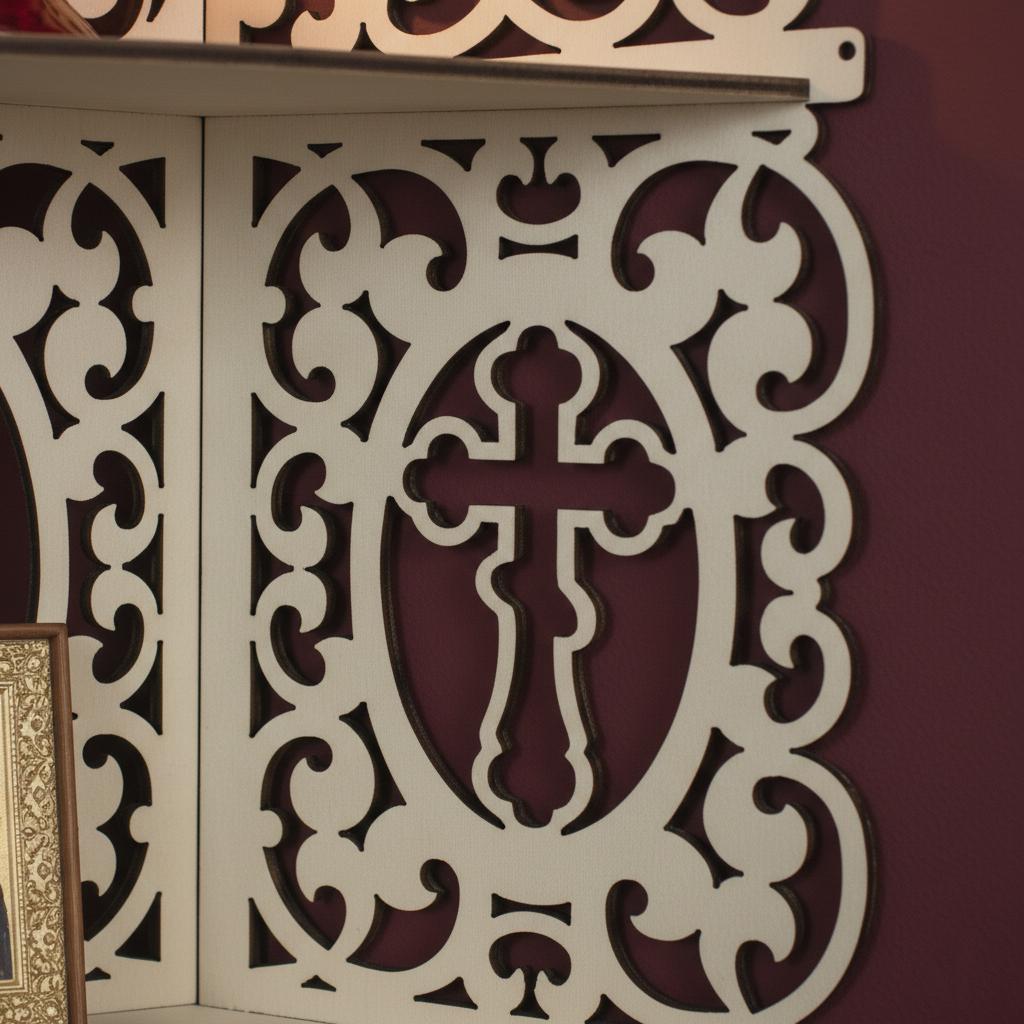 Plywood Icon Shelf 24 in Wooden Icon Shelf, Iconostasis Shelf, Orthodox Shelf