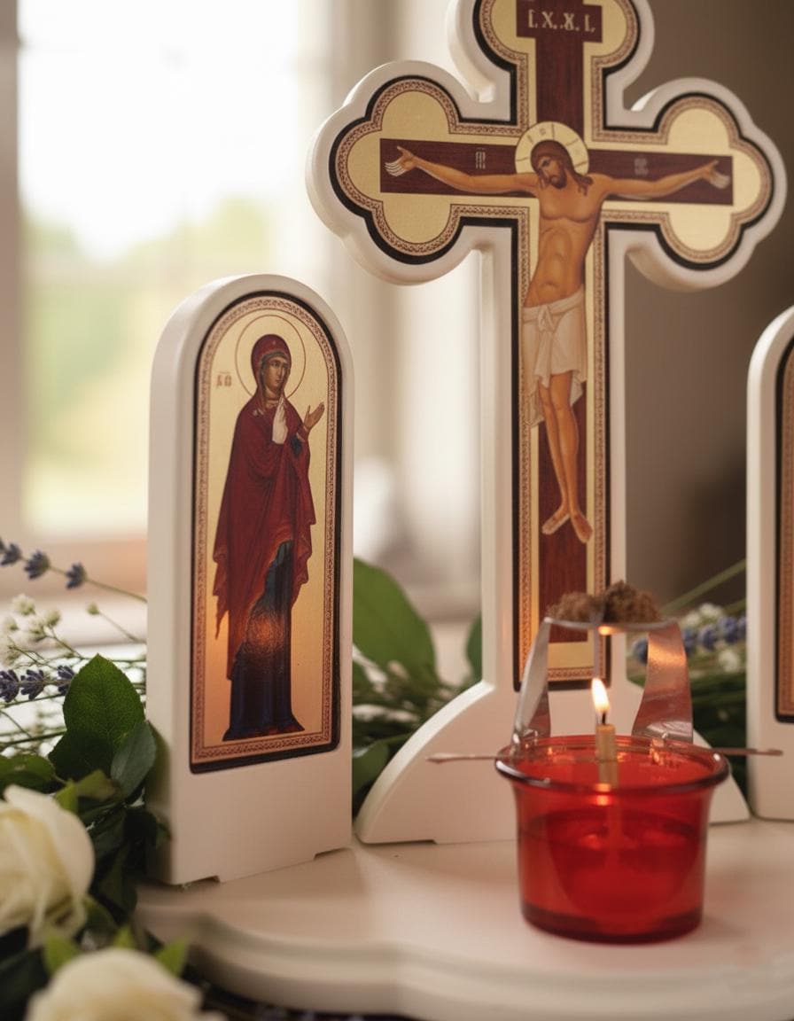 Jesus Christ of Sinai with Virgin Mary, St John and Archangels , handmade wooden carved iconostasis, Byzantine icon, Christian gifts