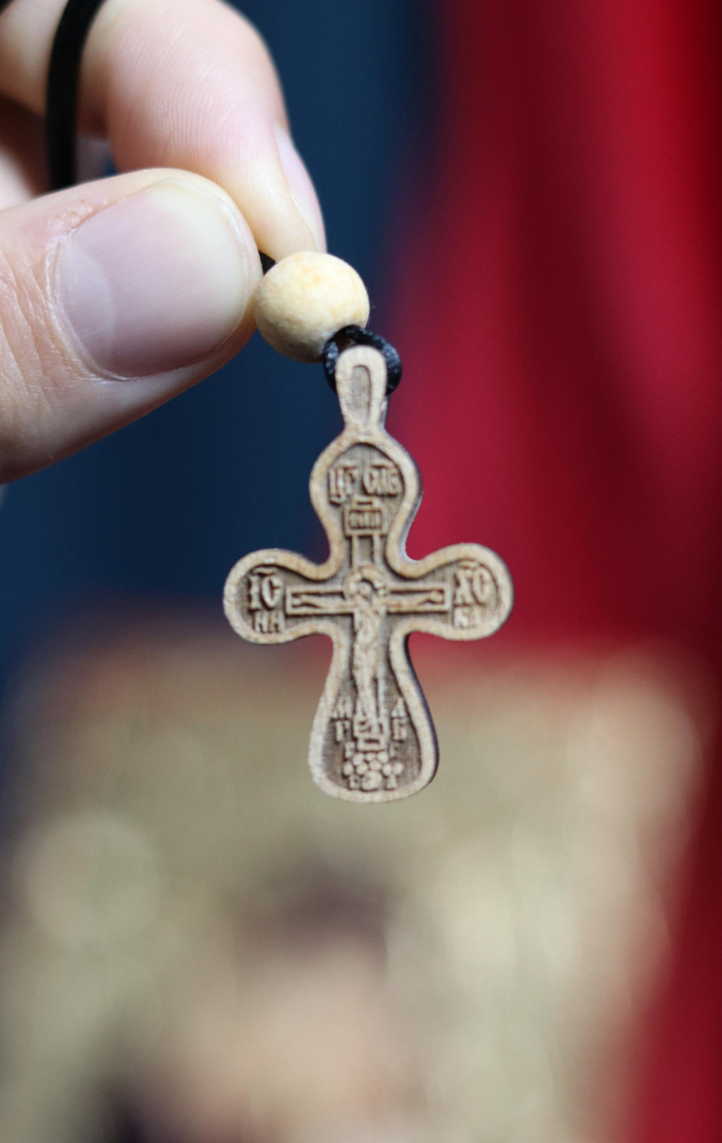 Orthodox Wooden Cross Pendant – Compressed Wood, Jesus Crucifix, Blessed in Church, Orthodox cross, Orthodox icon