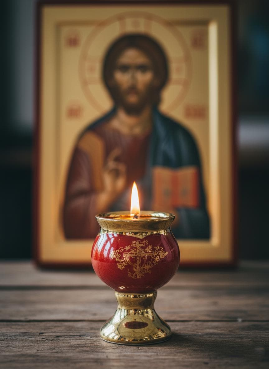 Mini Table Oil Lamp 2.7in Ceramic, Icon Lamp, Orthodox Prayer Lamp, Vintage Oil Candle, Retro Oil Lamp, Religious Gift, Home Altar