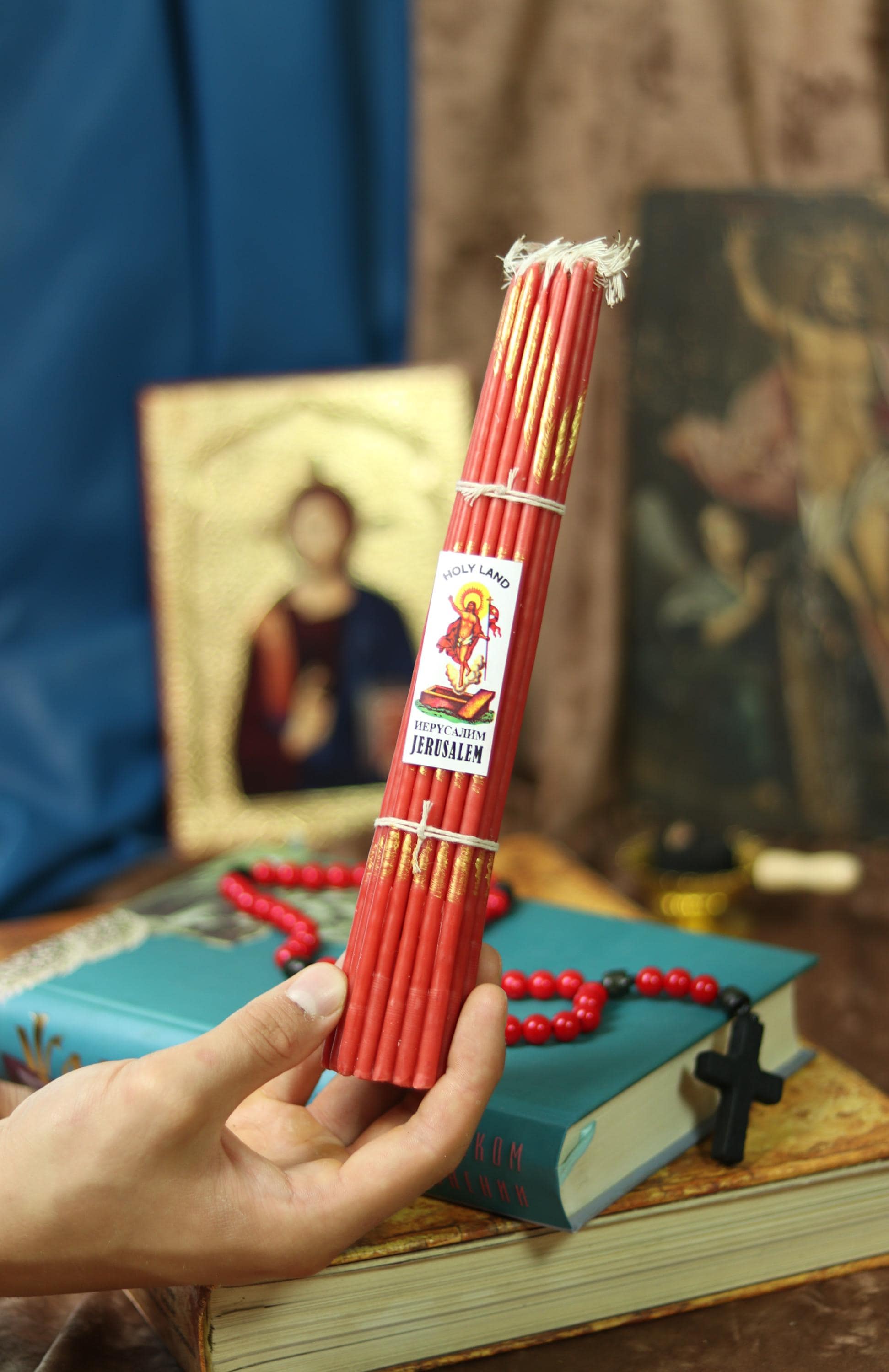 Red Jerusalem Candles 33pcs, Orthodox Candles, Church Candles, Prayer Candle, Religious Candles, Christian Candles, Spiritual Candles
