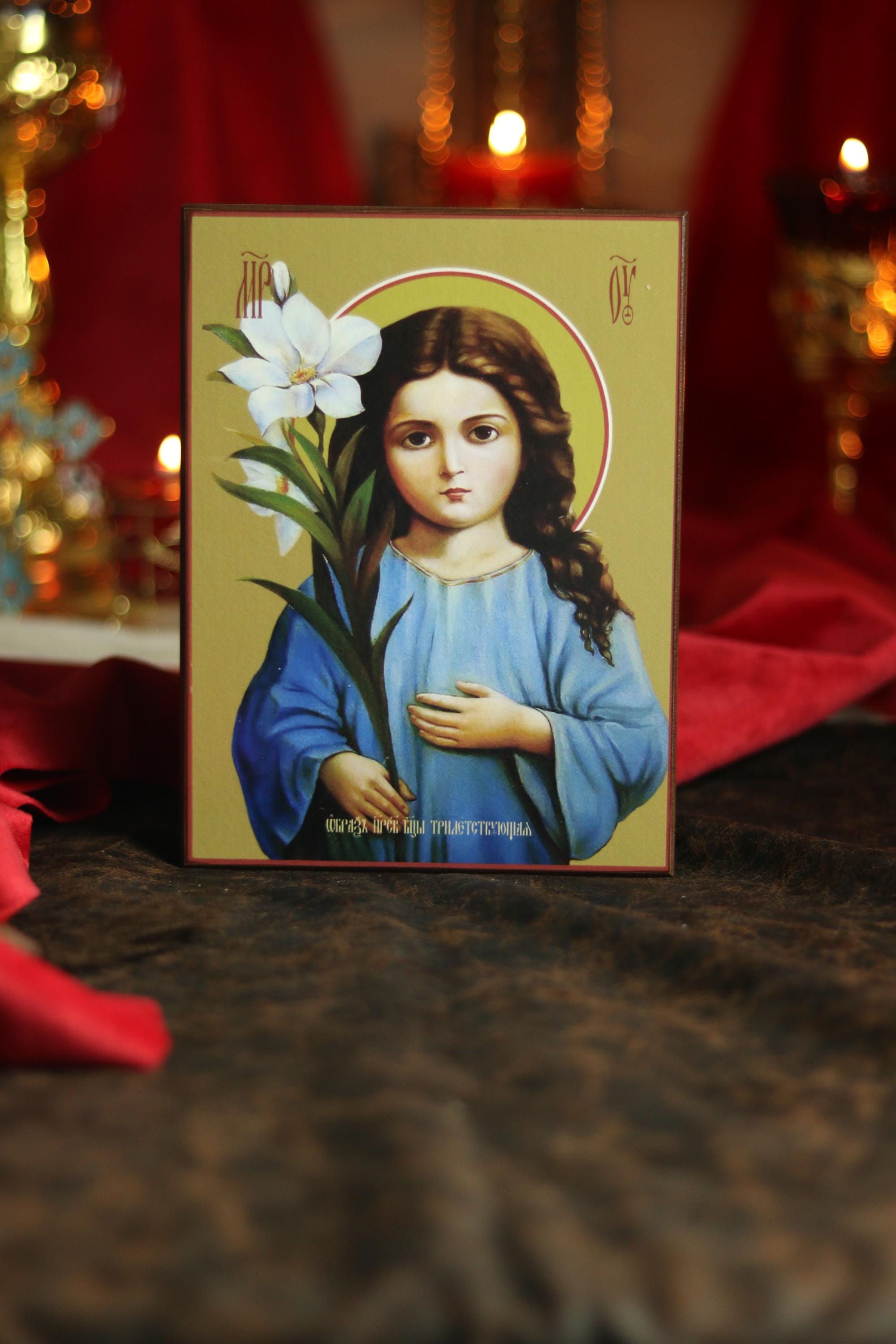 Three-Year-Old Theotokos Icon, Wooden Icon Orthodox Icon