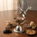 Small Silver Incense Burner 4.3in Set – Greek Orthodox Censer, 50g Greek Incense, 24mm Charcoal Tablets.