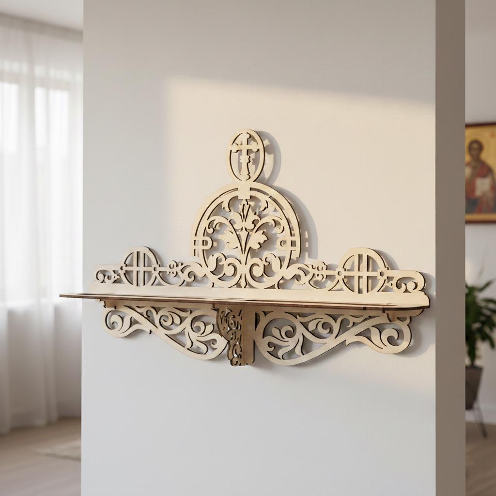 Wooden Icon Shelf, Orthodox Iconostasis, Prayer Corner Shelf, Christian Home Decor