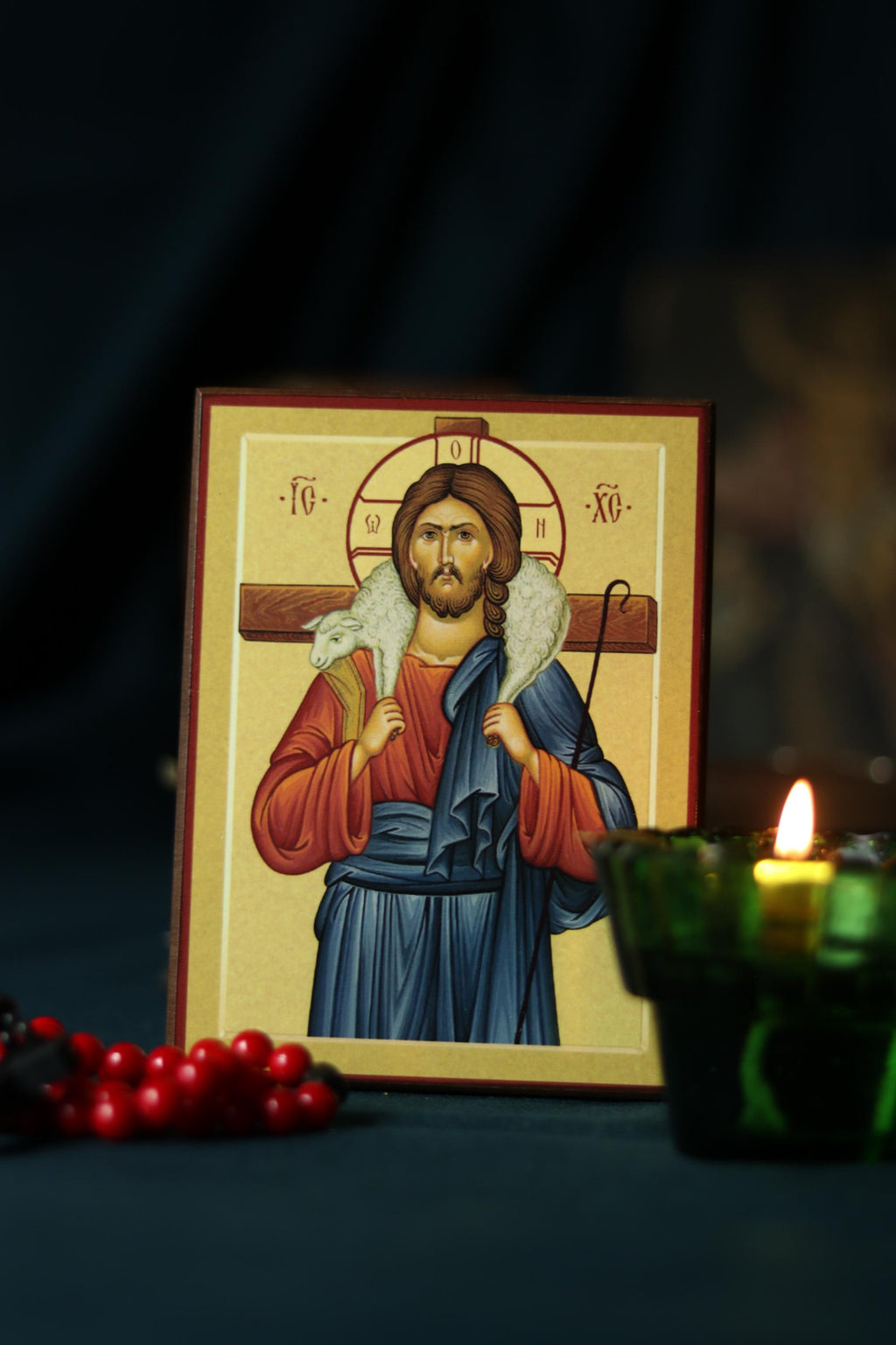 Wooden Icon , Good Shepherd Icon, Jesus Christ Icon, Orthodox Icon