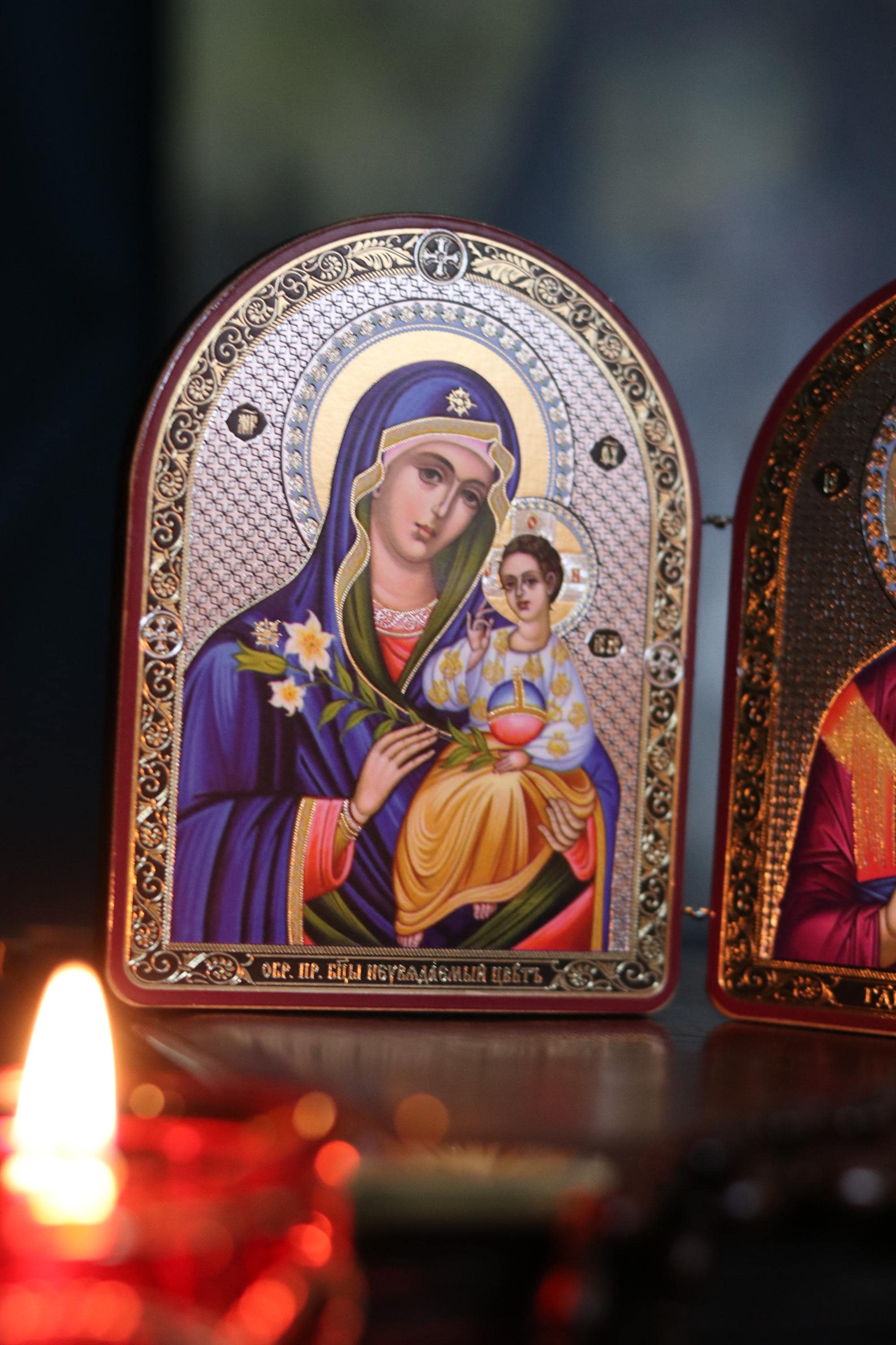 Wooden Folding Icon 4.3in, Orthodox Diptych, Virgin Mary Icon, Jesus Christ Icon, Christian Gift, Prayer Corner Decor