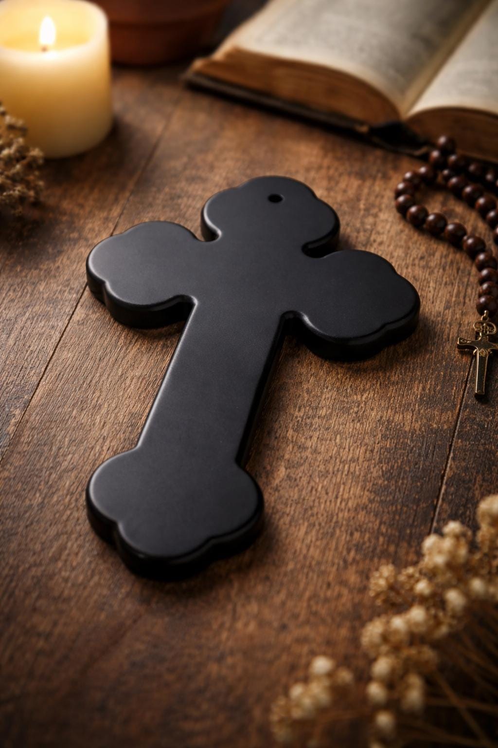Dark Orthodox Wooden Christian Wall Cross 9.4x6.3 in