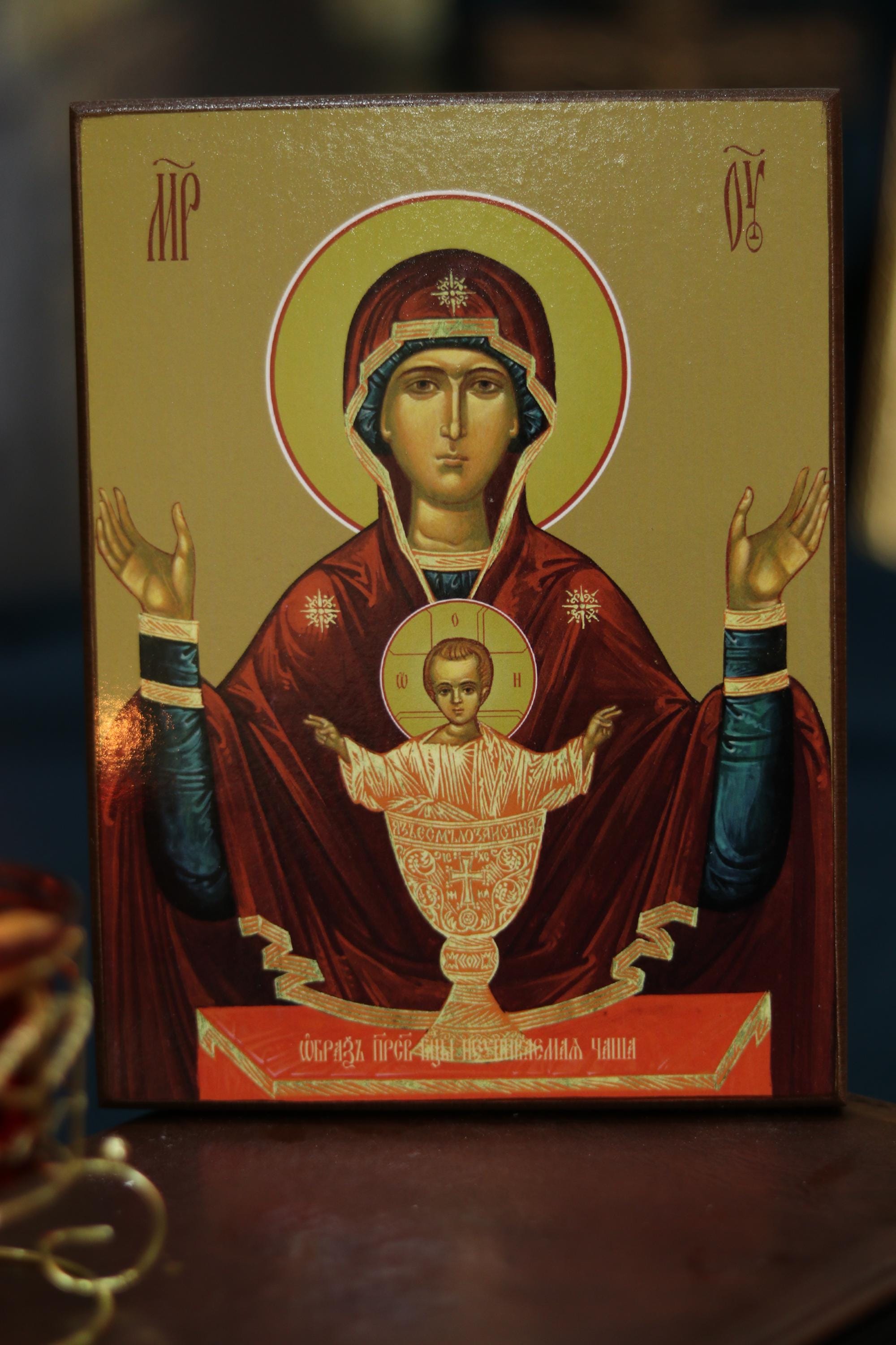 Virgin Mary The Sign Icon, Wooden Icon Orthodox Icon Theotokos Oranta