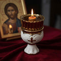 White Ceramic Icon Lamp 4.9in, Orthodox Oil Lamp, Church Lamp, Prayer Corner Lamp, Religious Decor, Orthodox Gift