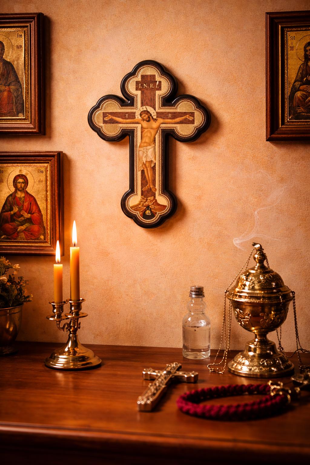 Dark Orthodox Wooden Christian Wall Cross 9.4x6.3 in
