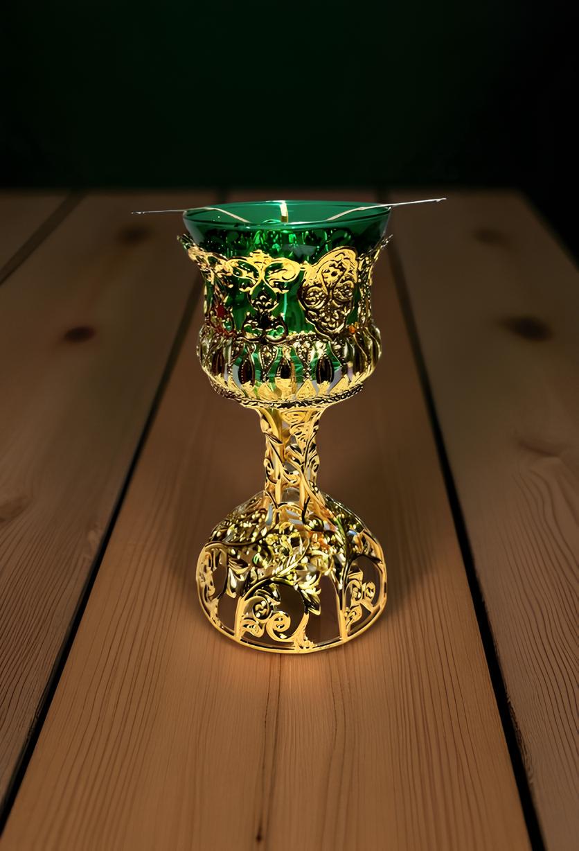Glass Oil Lamp with Blue Globe, Vintage Oil Lamp, Orthodox Icon Lamp, Hanging Oil Candle, Eastern Orthodox Christian Prayer Lamp