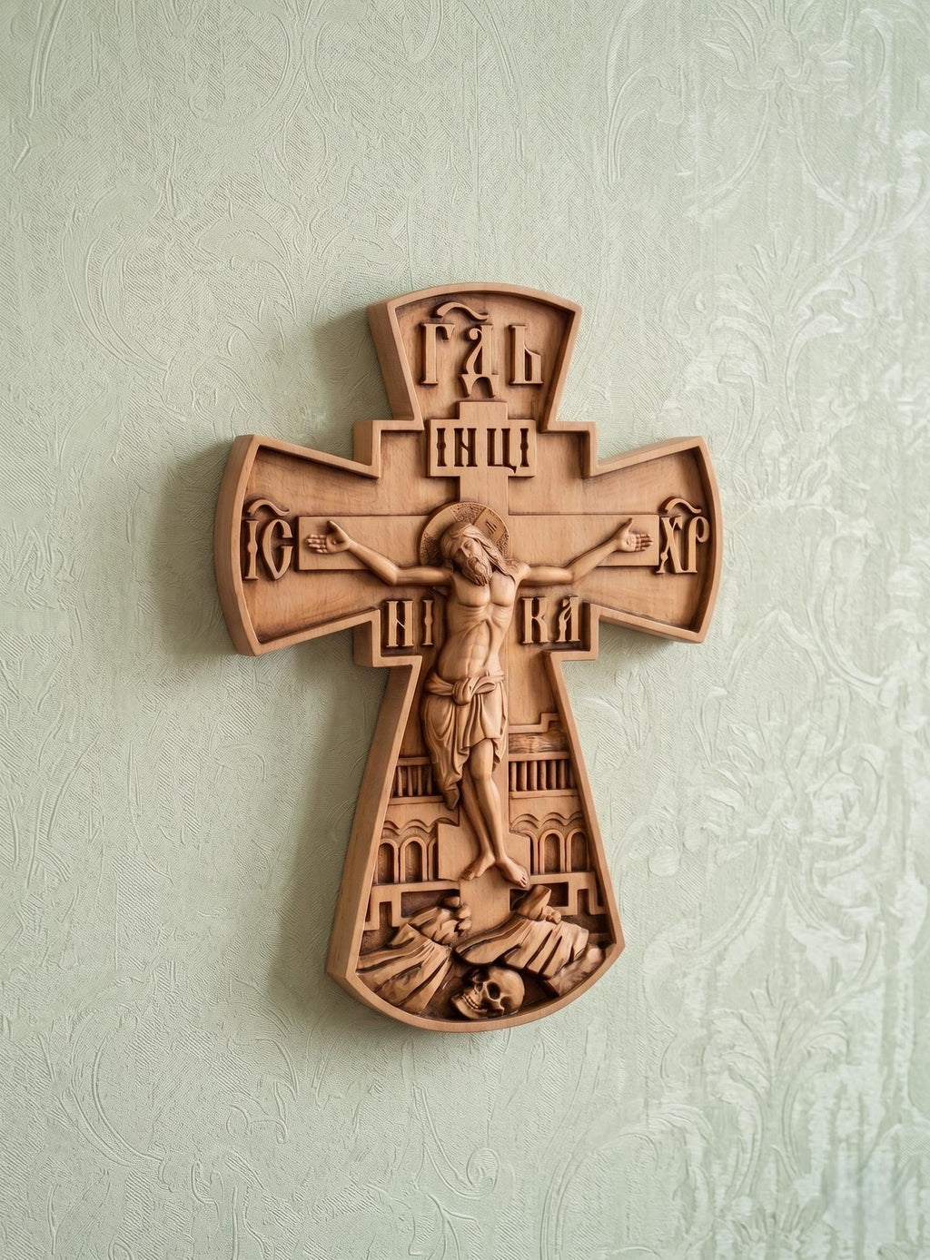 Wooden Orthodox Cross 8 12 16 20 Inch, Wooden Cross, Crucifix, Jesus Christ Cross, Orthodox Cross, Wall Cross, Christian Decor