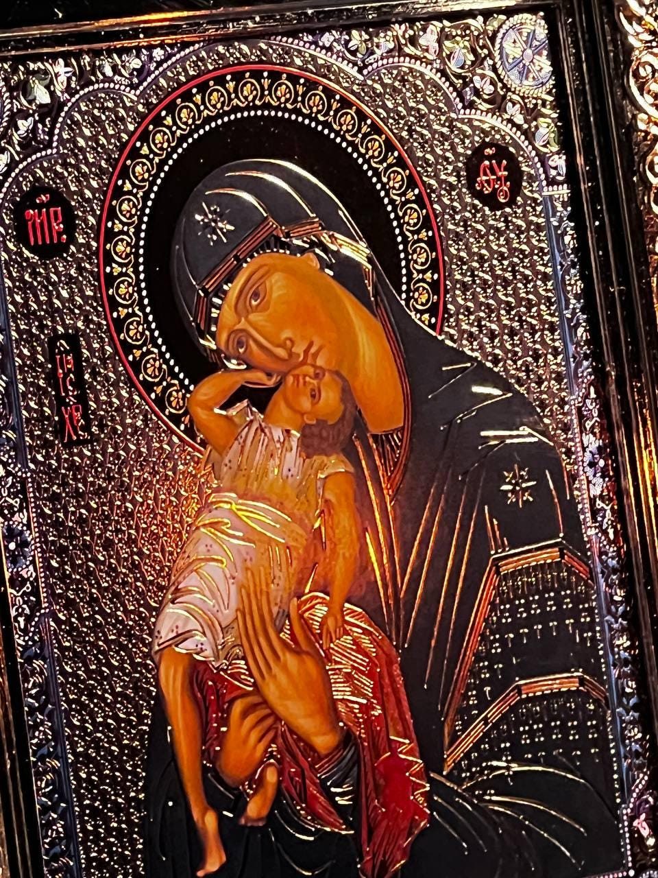 Icon of the Virgin Mary, God's mother, "Playing with the Child" icon, Orthodox icon, Orthodox christian, Christianity art, Icon 14x19 cm