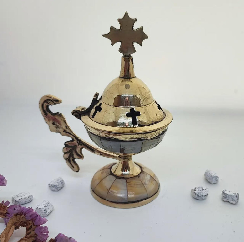 4.9in Metal Orthodox Incense Burner, Home Censer, Church Incense Holder