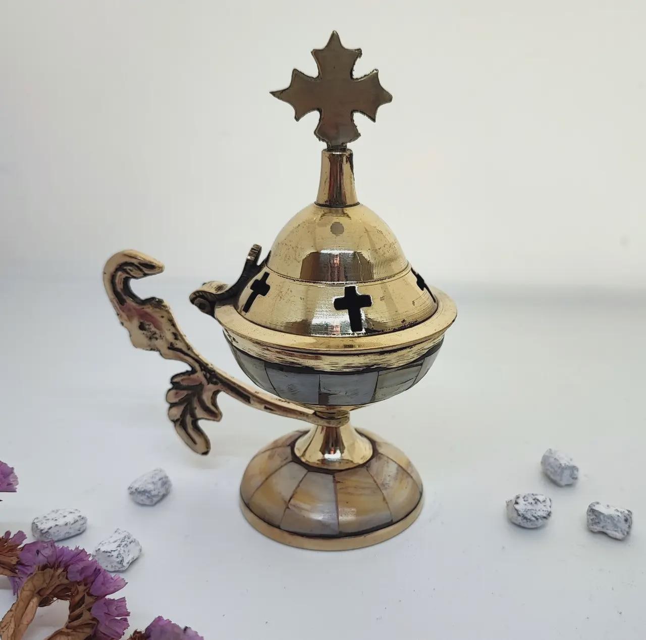 4.9in Metal Orthodox Incense Burner, Home Censer, Church Incense Holder